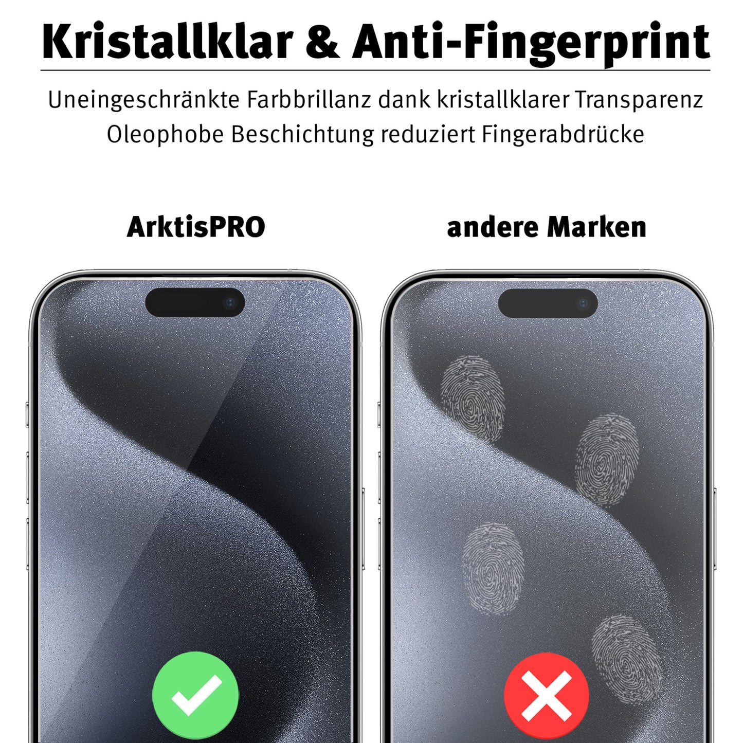 ArktisPRO iPhone 15 Pro Displayschutz GLAS - 3er Set