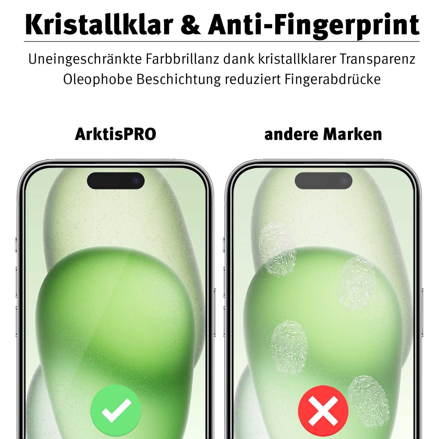 ArktisPRO iPhone 15 Displayschutz GLAS - 3er Set
