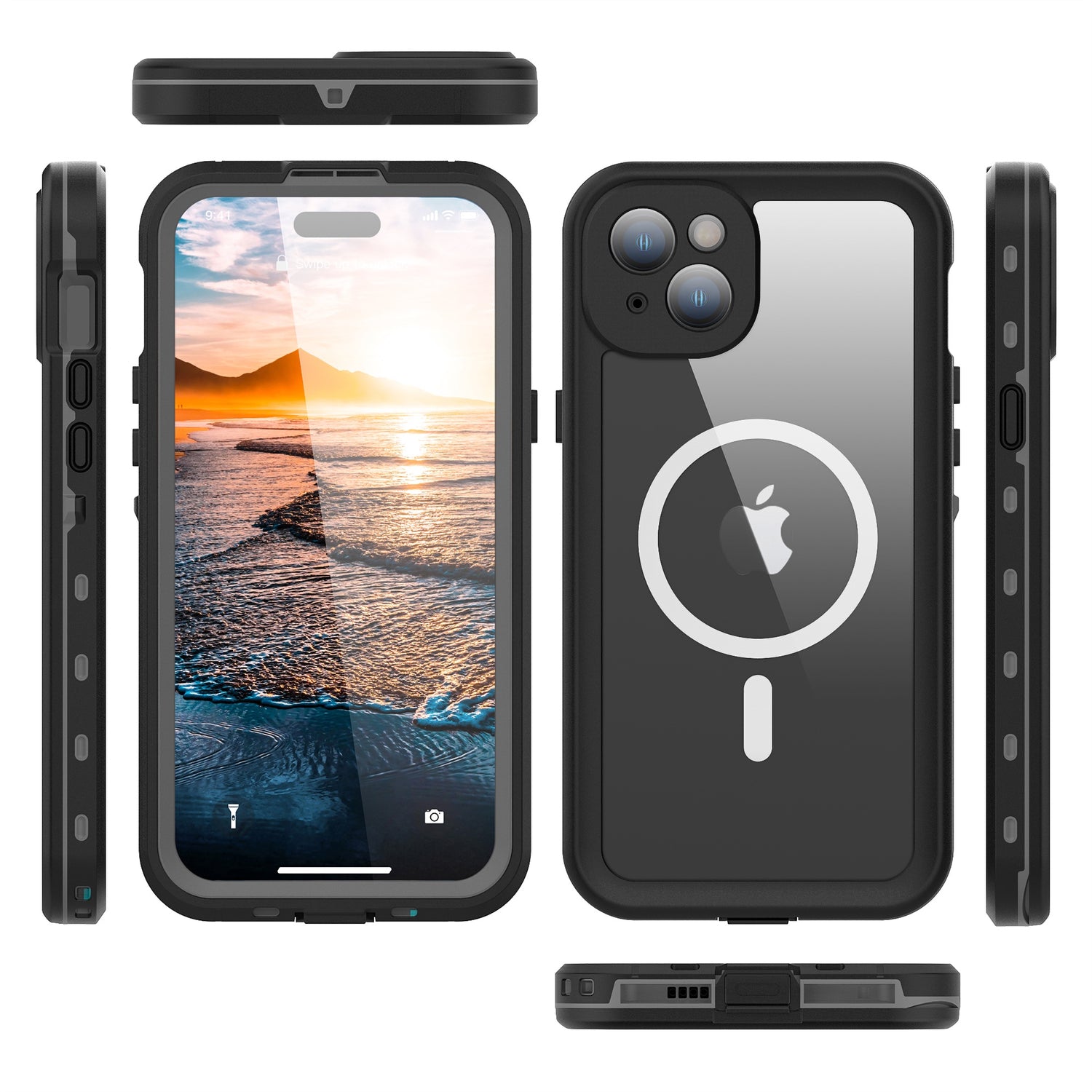 Das ArktisPRO iPhone 15 Plus Wasserdichtes Actioncase ULTIMATE überzeugt aus jedem Blickwinkel – von vorne, hinten, von den Seiten, oben und unten. Dieses robuste Case ist stoßfest und erfüllt den IP68-Standard für Wasserdichtigkeit.