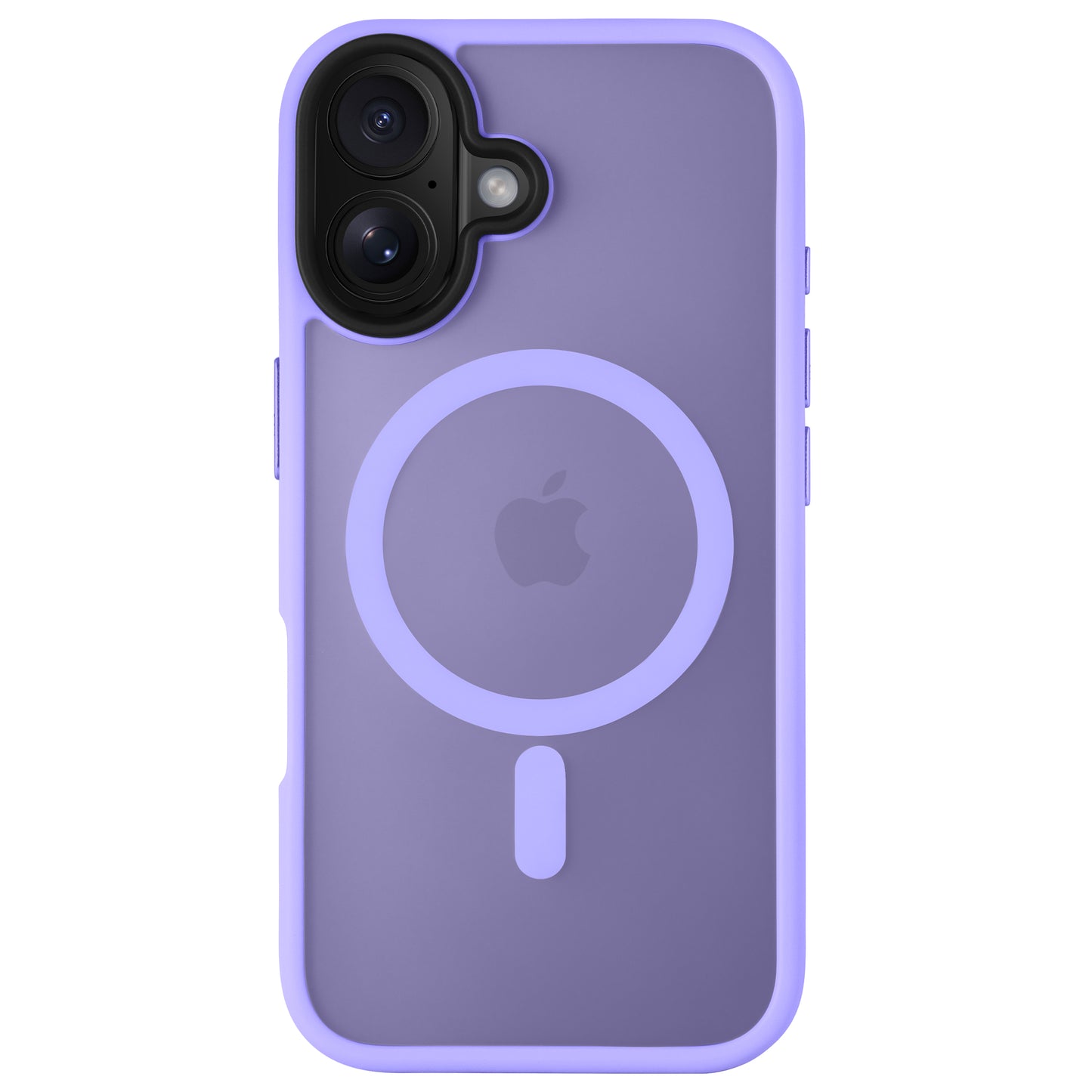 Minimalistischer Matt-Look: Das Arktis arktis iPhone 16 Plus Solid Case in Lila überzeugt mit MagSafe-Ring, Apple-Logo, stoßabsorbierendem TPU-Silikon und Kameraausschnitt oben links.