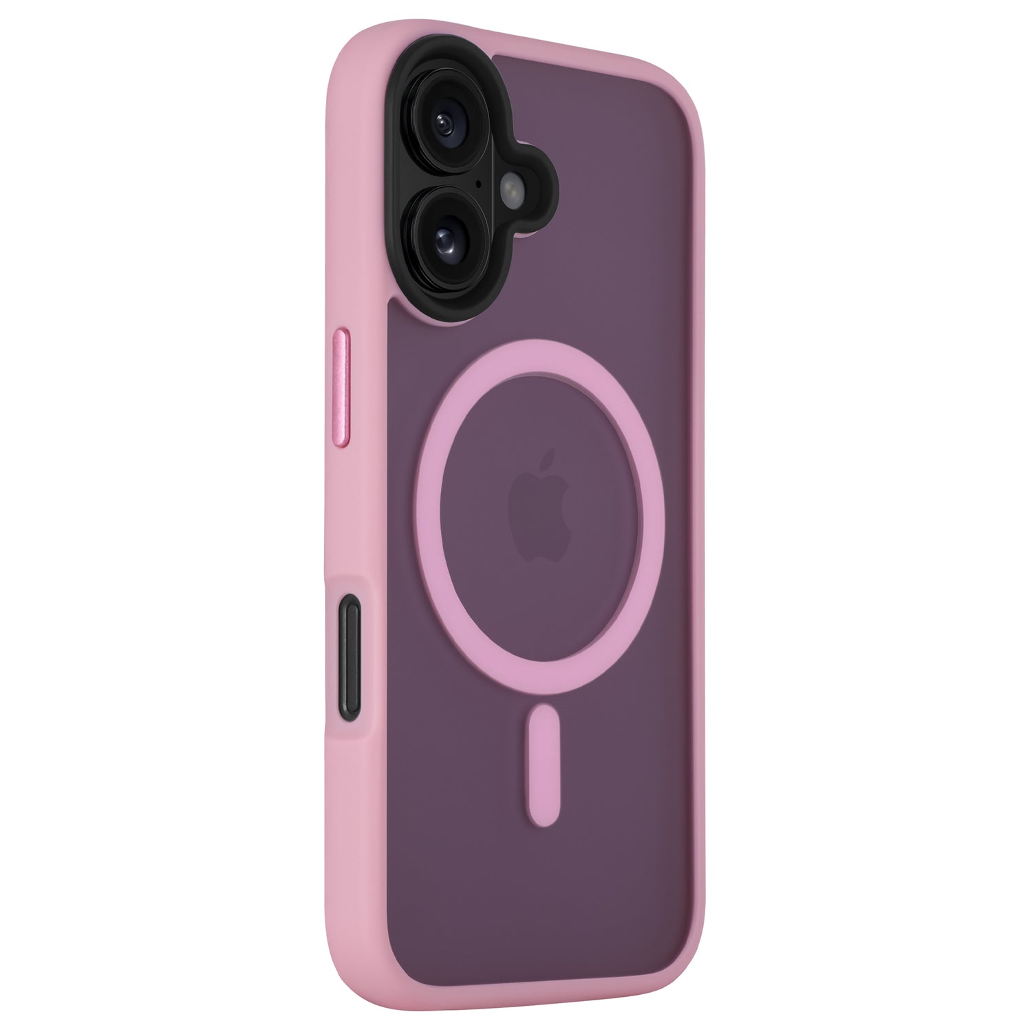 Arktis arktis iPhone 16 Plus Solid Case: Lila Hülle mit rosa Rändern aus stoßabsorbierendem TPU-Silikon, minimalistisch matt, mit kreisförmigem MagSafe-Design auf der Rückseite.