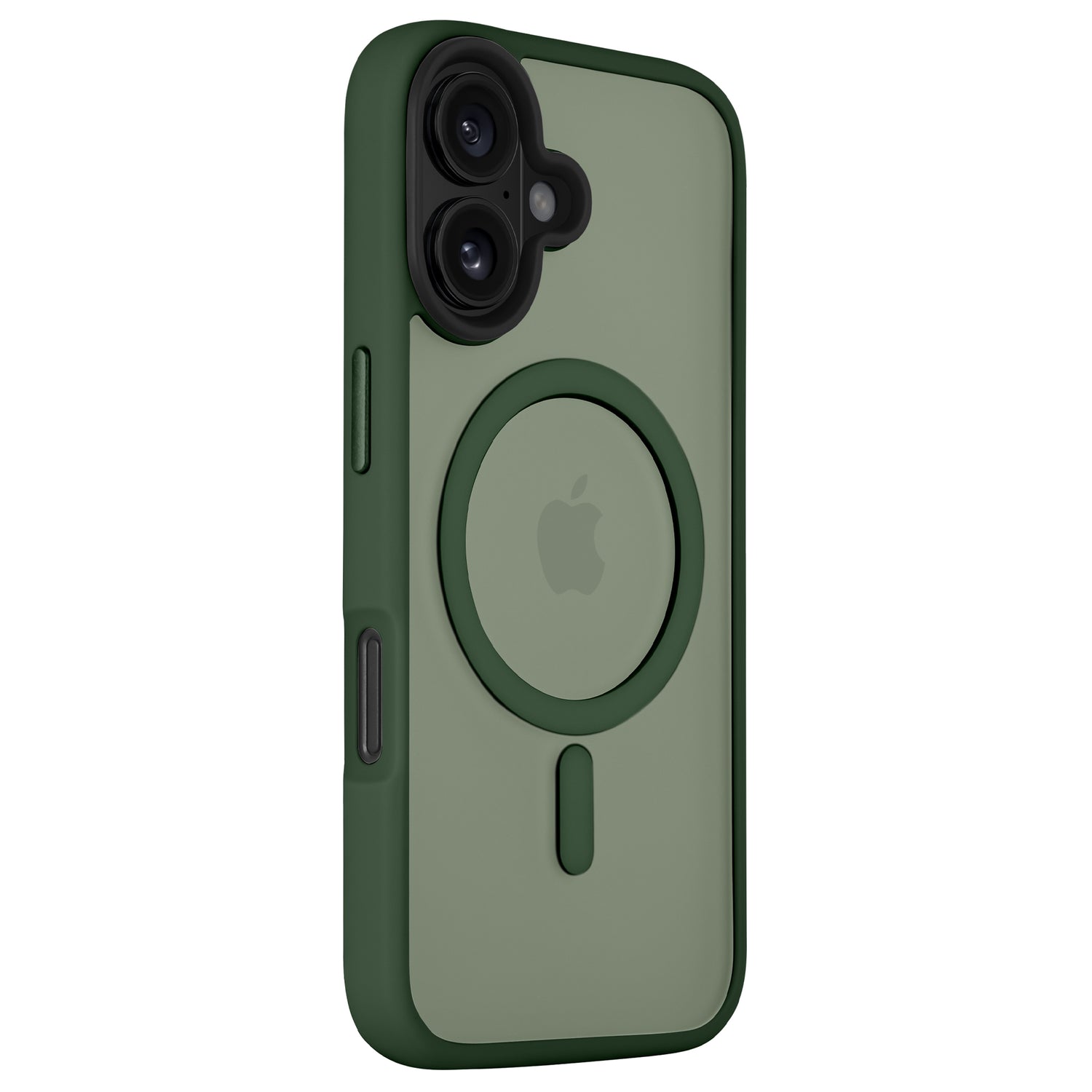 Das arktis iPhone 16 Plus Solid Case von Arktis, abgebildet in Grün mit MagSafe-Ring und Apple-Logo, besteht aus stoßdämpfendem TPU-Silikon und bietet einen minimalistischen, matten Look für eleganten Schutz der Rückseite.