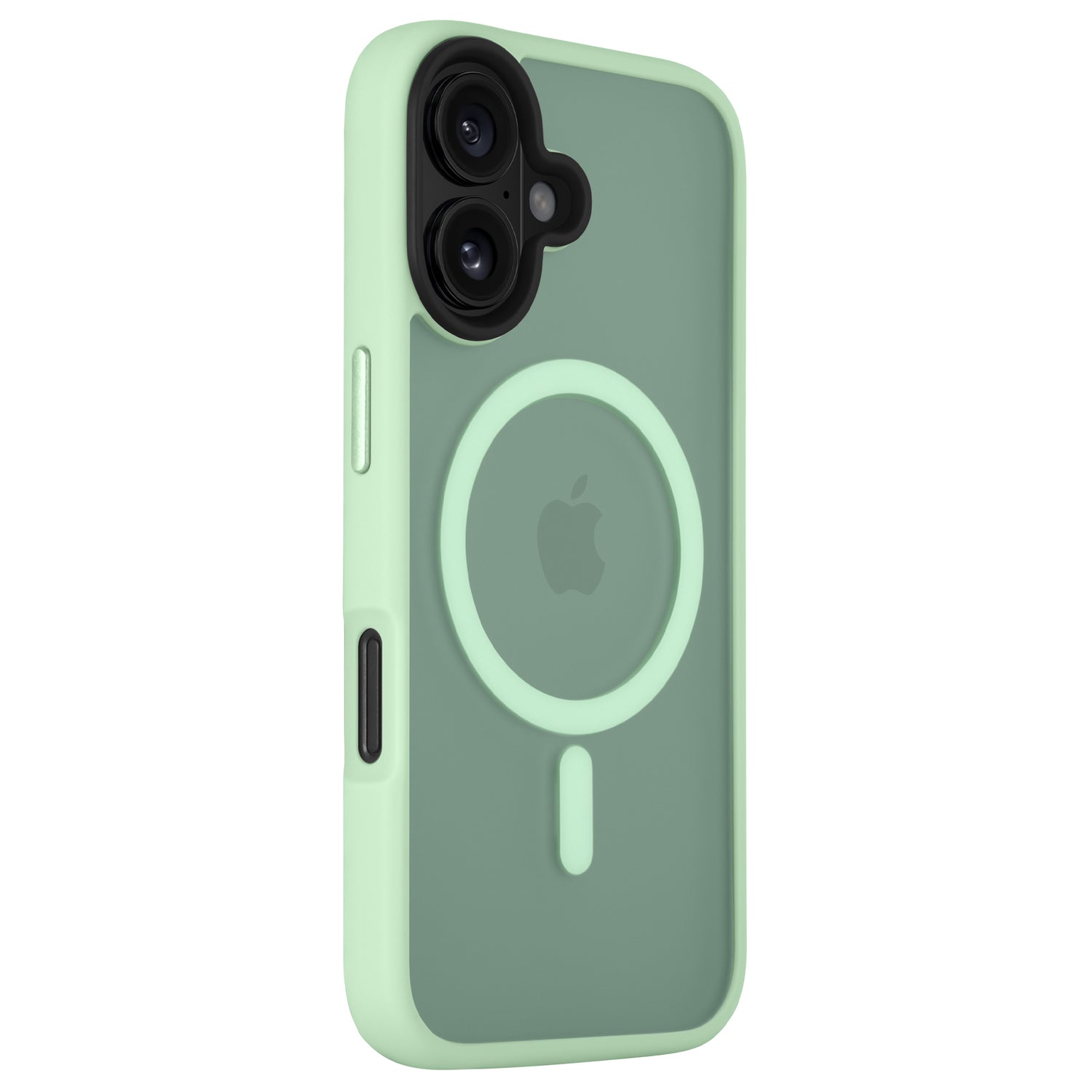Minimalistischer Matt-Look: Das Arktis iPhone 16 Plus Solid Case aus stoßabsorbierendem TPU-Silikon in Grün mit MagSafe-Ring und Apple-Logo schützt Ihr Smartphone, Kameraobjektive bleiben sichtbar.