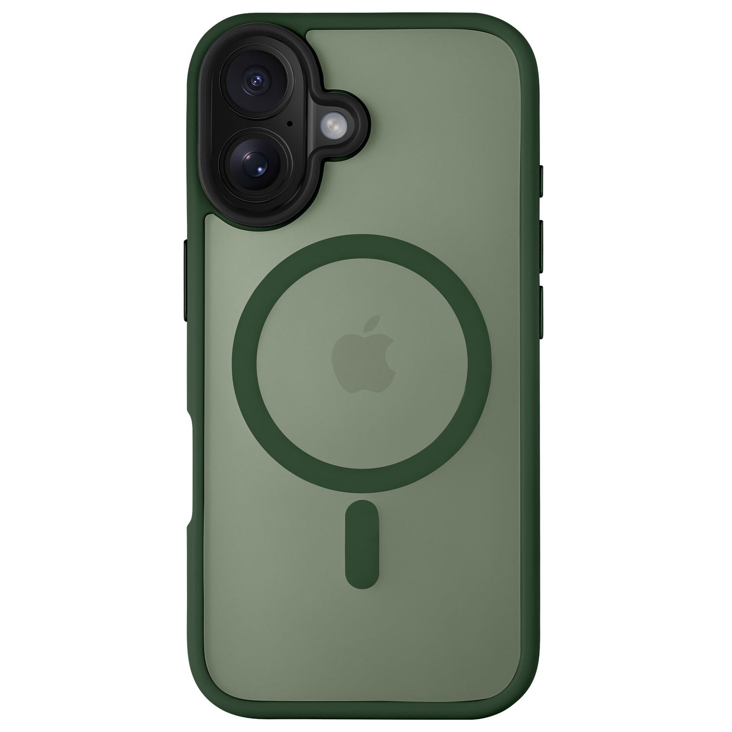 Das Arktis iPhone 16 Plus Solid Case ist eine grüne TPU-Silikonhülle mit MagSafe-Ring und Apple-Logo, die einen minimalistischen, matten Look bietet und von der Rückseite gezeigt wird.