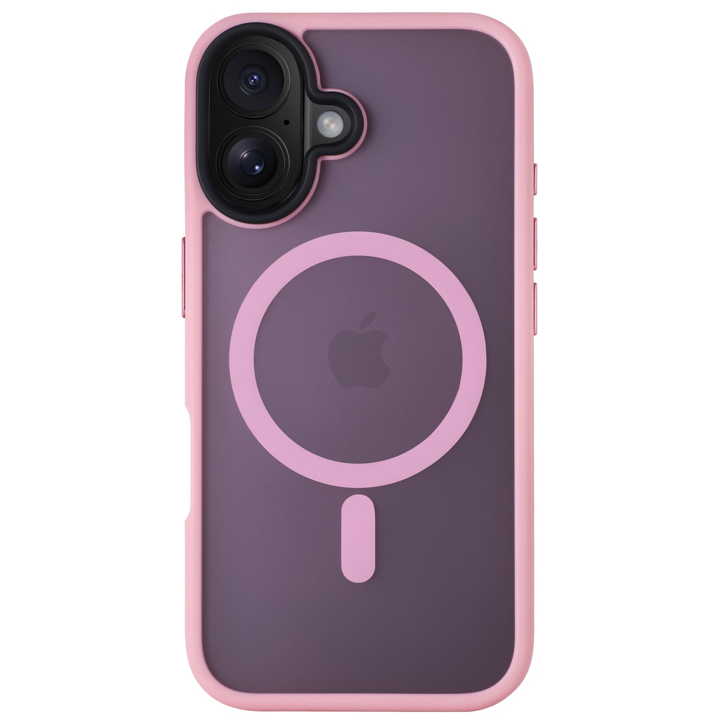 Das Arktis iPhone 16 Solid Case von Arktis ist eine stoßabsorbierende TPU-Silikon MagSafe-Hülle in Lila und Pink im matten Minimal-Look, die das Apple-Logo und die Kamera stilvoll hervorhebt.
