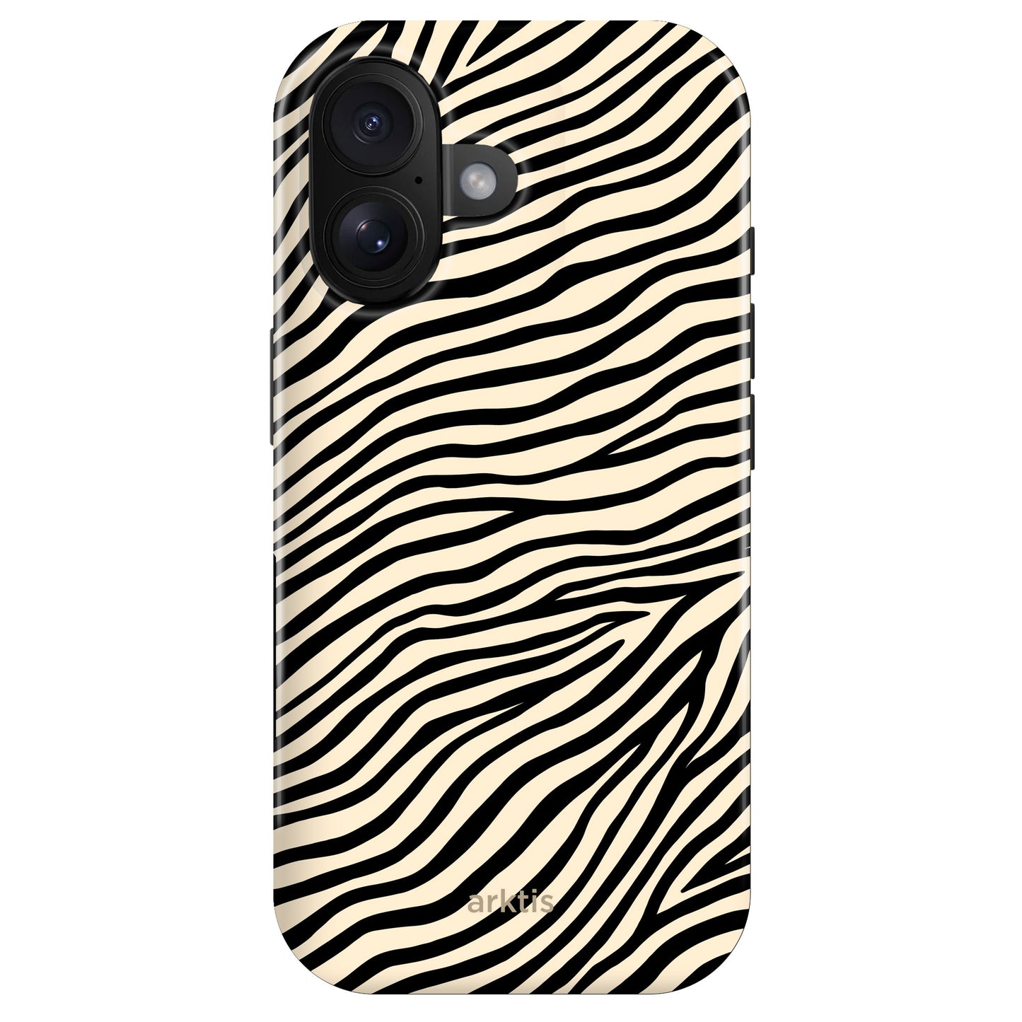 Das arktis iPhone 16 Plus Fashion Case – Zebra verfügt über ein schwarz-weißes Zebrastreifendesign und besteht aus stoßdämpfendem TPU-Silikon und bietet erstklassigen Fallschutz für Ihr iPhone 16 Plus.