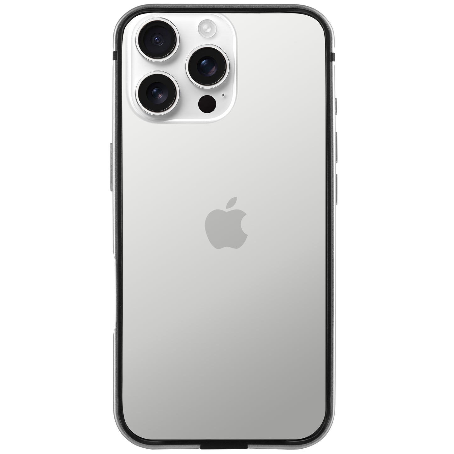 Der arktis iPhone Air Bumper ist eine durchsichtige, ultraleichte TPU-Silikonhülle in Silber, die die drei rückwärtigen Kameras des iPhones und das Apple-Logo zur Geltung bringt - speziell für Ihr iPhone 17 von arktis entworfen.