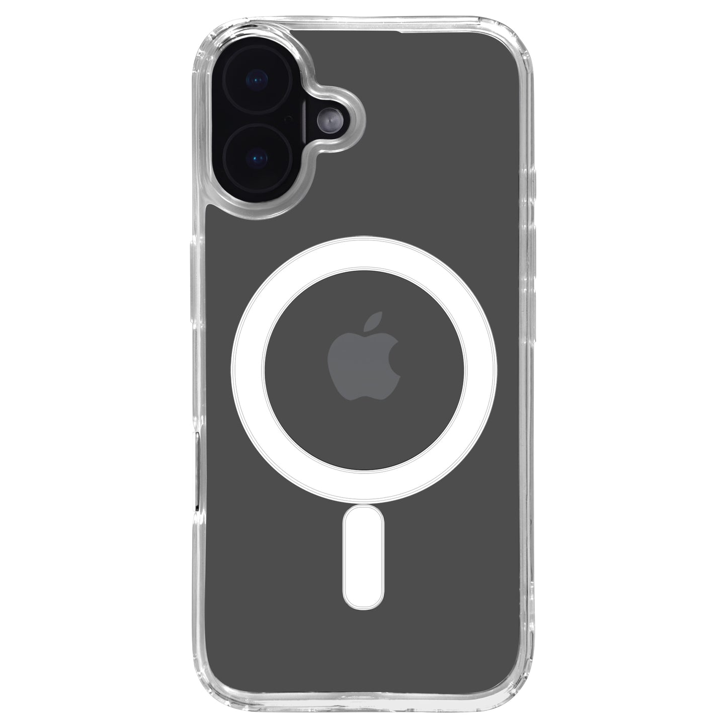 Das arktis iPhone 16 Air Case mit MagSafe ist eine transparente, stoßfeste Hülle, abgebildet auf einem schwarzen iPhone mit dem MagSafe-Ring und Apple-Logo sichtbar auf der Rückseite.