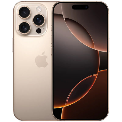 Ein goldenes Apple iPhone mit dreifacher Rückkamera, Vorder- und Rückseite vor weißem Hintergrund.
