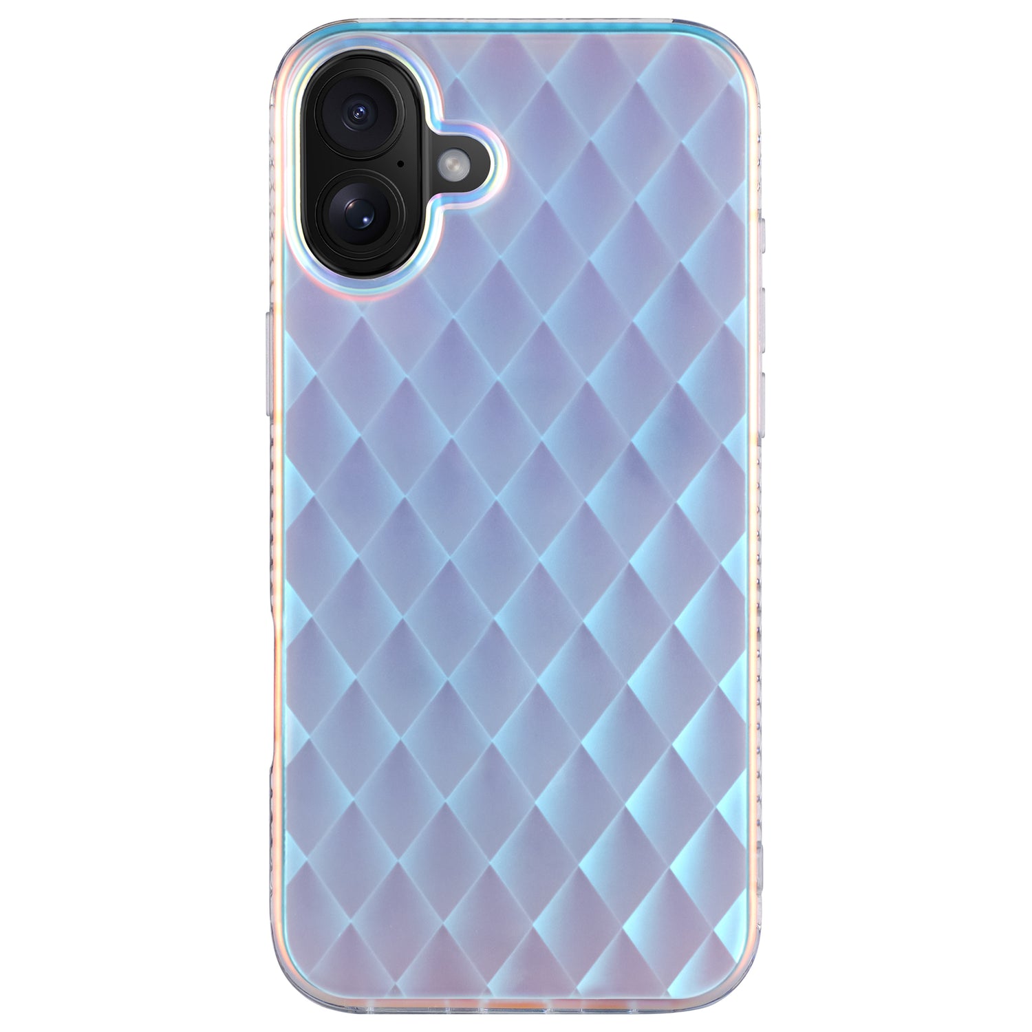 Die arktis iPhone 16 Hülle „Pearl“ verfügt über ein schillerndes, rautenförmig gestepptes Design und ist aus strapazierfähigem TPU-Silikon gefertigt, kompatibel mit Modellen mit Dual-Kamera.