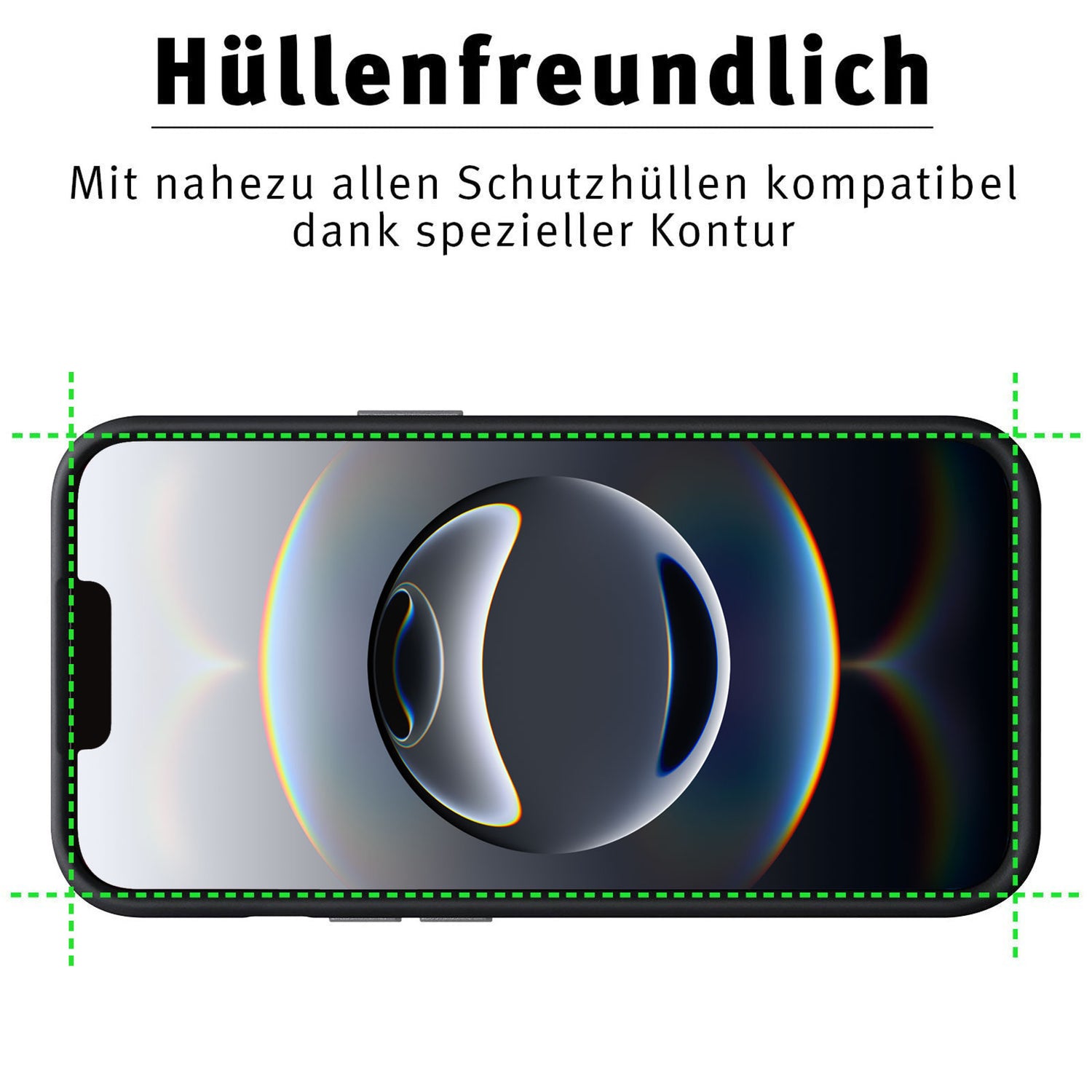 Die arktis iPhone 16e Schutzfolie HYBRID 3D Beastprotect Edition ist dank Nano-Polymer-Material nahezu unzerbrechlich und hüllenfreundlich - kompatibel mit fast allen Schutzhüllen.