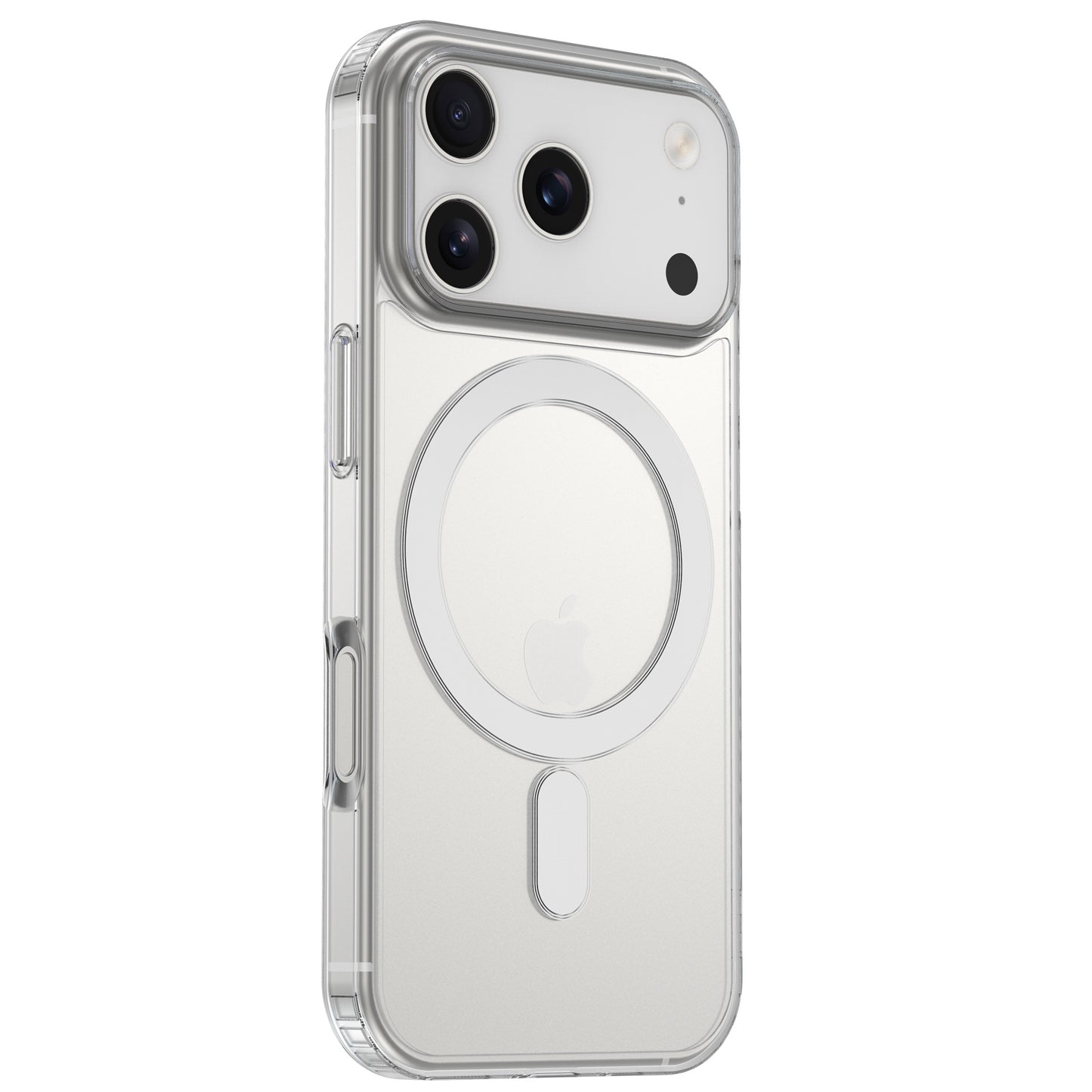 Die arktis iPhone 17 Pro Max PureCase mit MagSafe - transparente Schutzhülle für das silberne iPhone 17 Pro Max mit drei Kameras. MagSafe-kompatibel von arktis, ideal für stilvollen Schutz Ihres Geräts.