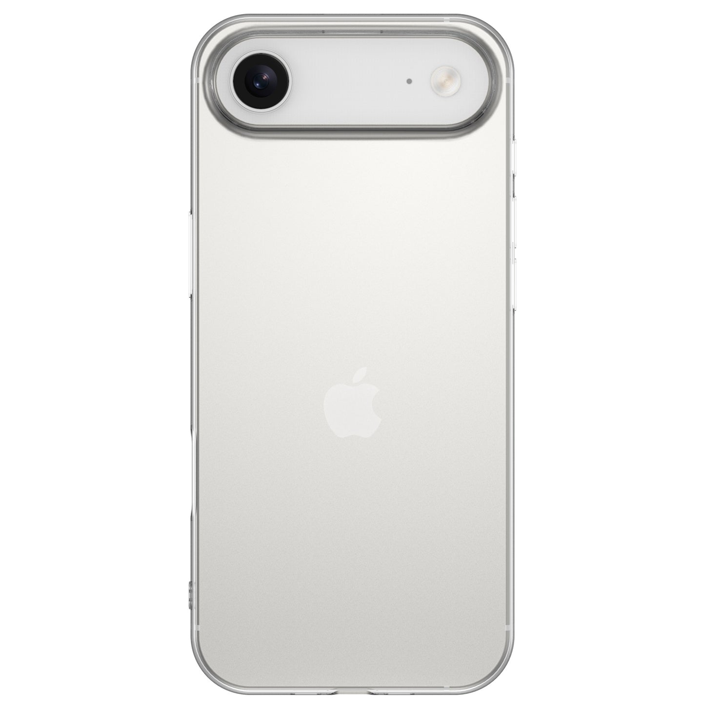 Ein silbernes iPhone mit einer arktis iPhone Air ZERO Hülle, die das Apple Logo und eine einzelne Rückfahrkamera in der oberen linken Ecke zeigt.
