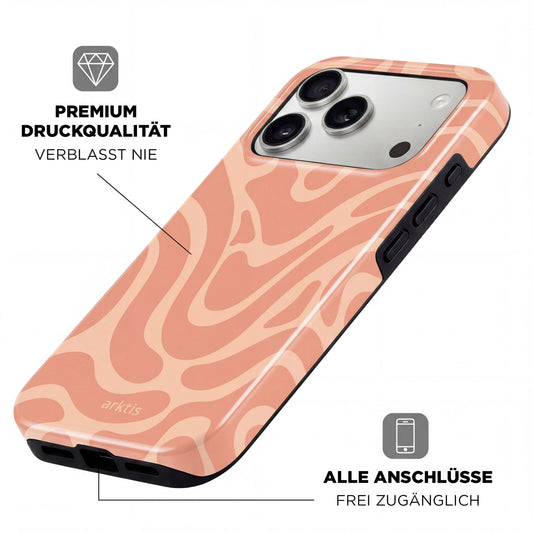 Die arktis iPhone 17 Pro Max Hülle - Curly überzeugt mit pinkem Muster, deutscher Textbotschaft, hochwertigem Druck, zugänglichen Anschlüssen sowie stoßabsorbierendem und MagSafe-kompatiblem Design.