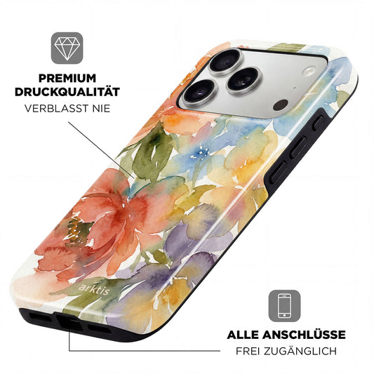 Die arktis iPhone 17 Pro Hülle - Floral bietet stoßabsorbierendes TPU-Silikon, MagSafe-Kompatibilität, Premium-Printqualität und einfachen Zugriff auf alle Anschlüsse.