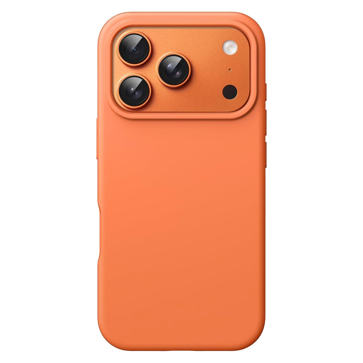 Das arktis iPhone 17 Pro Silikon Case in Orange bietet eine perfekte Passform und stilvollen Schutz für Ihr iPhone. Es unterstützt kabelloses Laden und wurde von arktis für ultimativen Komfort entworfen, hier von der Rückseite.
