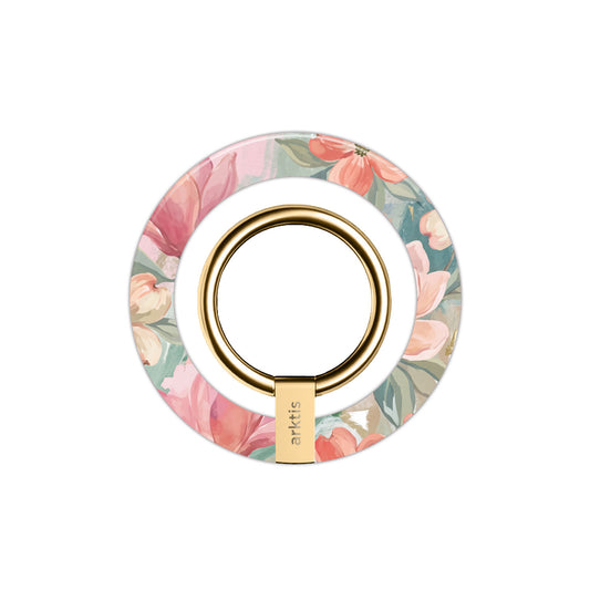 Der arktis Magnetischer Ringhalter für MagSafe - Pastel Flowers verfügt über einen goldenen Ring, starke N52 Magnete und floralem Design-stilvolles iPhone Zubehör mit sicherem Halt.