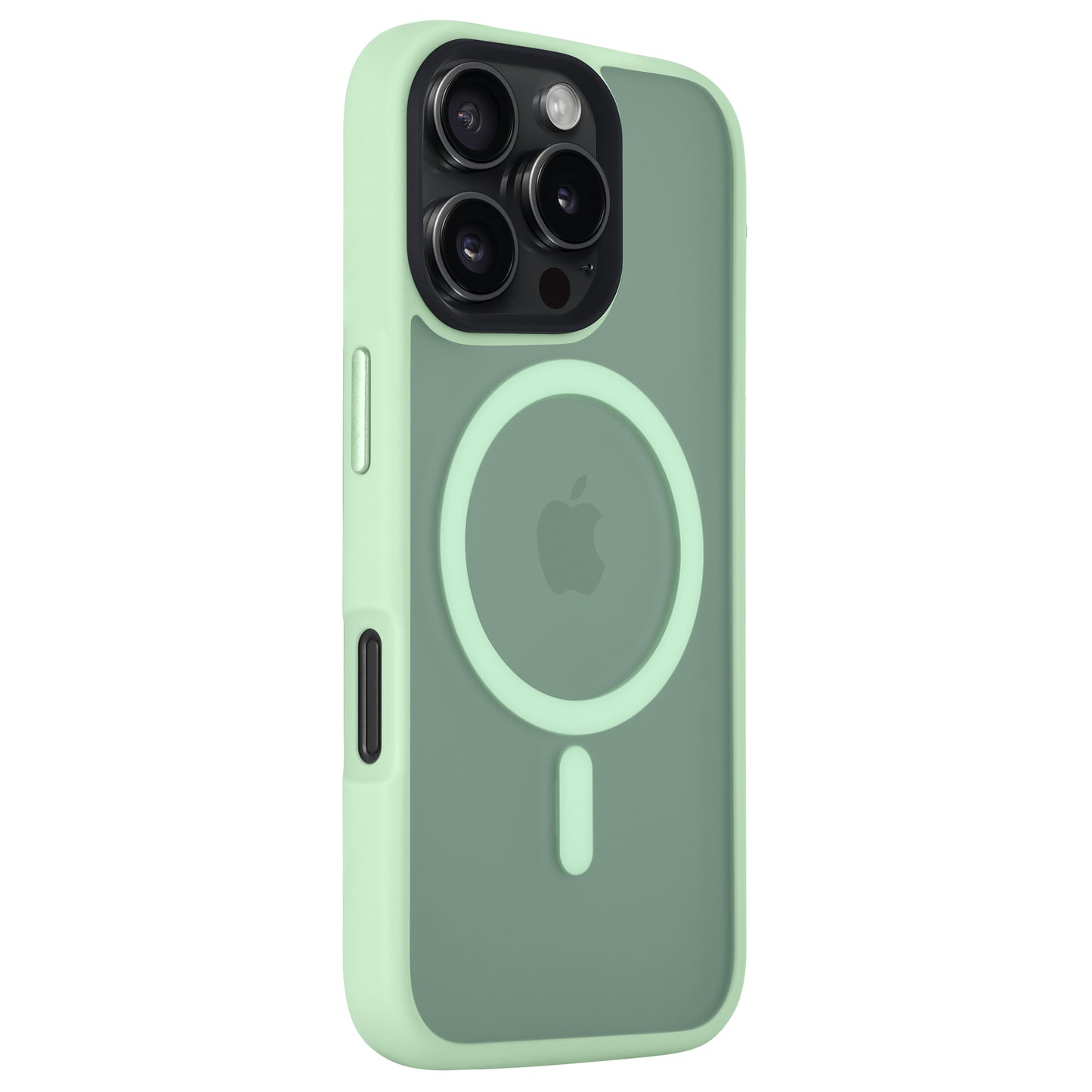 Das Arktis arktis iPhone 16 Pro Max Solid Case in Mintgrün verfügt über einen MagSafe-Ring, ein Apple-Logo, eine dreifache Kameraaussparung, einen minimalistischen Matt-Look und stoßdämpfendes TPU-Silikon für stilvollen, zuverlässigen Schutz.