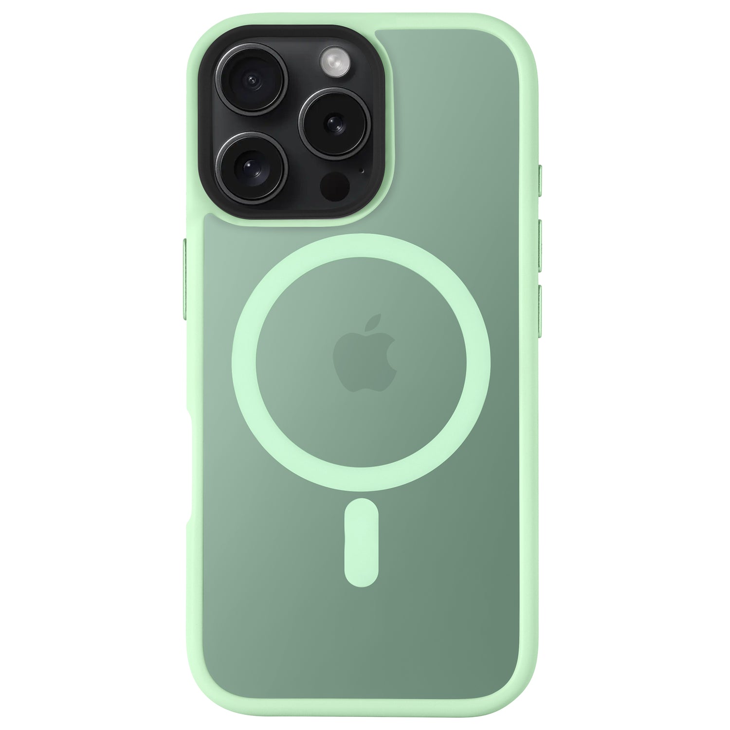 Das Arktis iPhone 16 Pro Max Solid Case von Arktis bietet minimalistischen Matt-Look in Grün, stoßabsorbierendes TPU-Silikon, MagSafe-Ring und Apple-Logo auf der Rückseite.