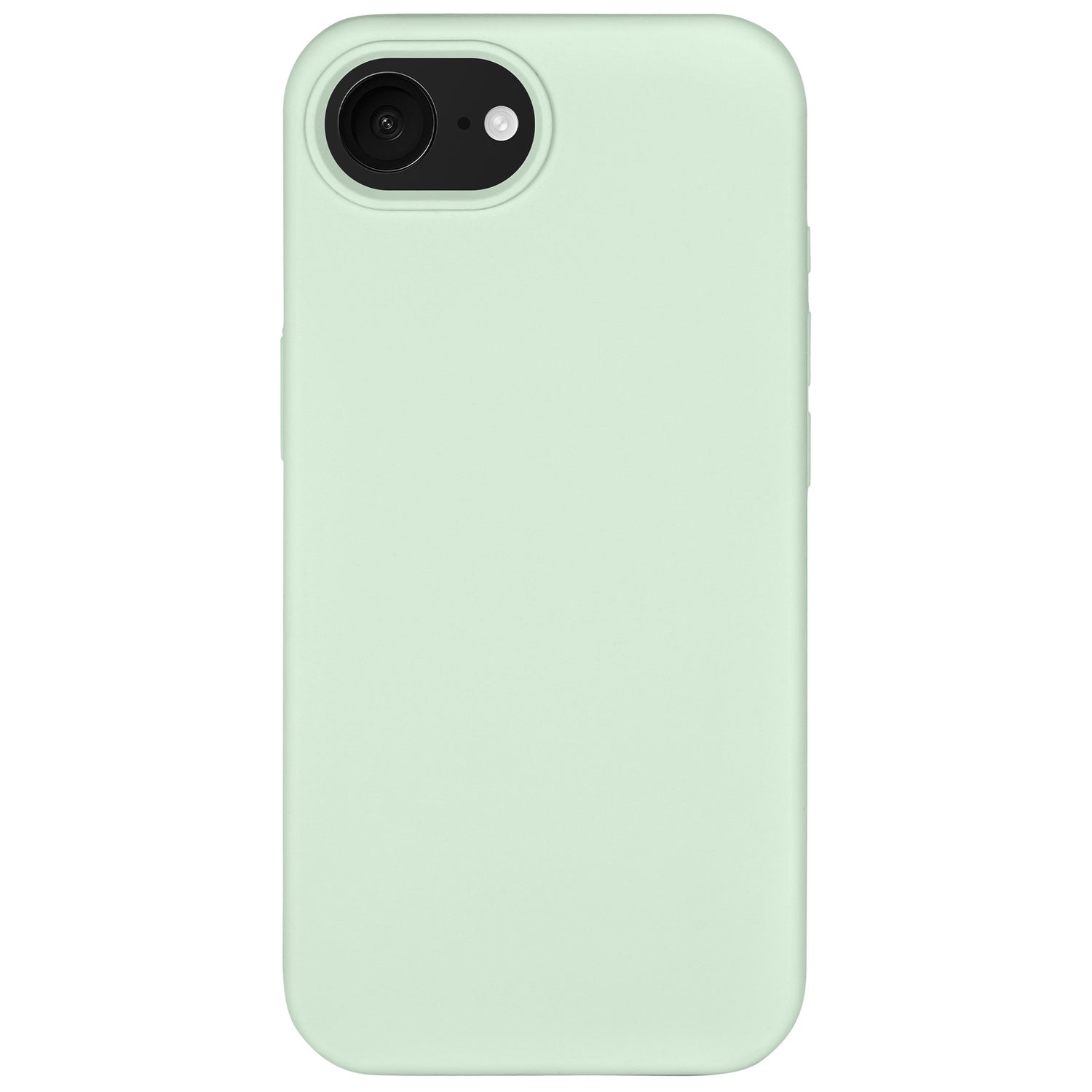 Arktis Arktis iPhone 16e Silikon Case in Mintgrün mit schlanker Hülle und Mikrofaser-Innenfutter, verfügt über eine Kameraöffnung oben links, dargestellt auf weißem Hintergrund. Marke: Arktis.