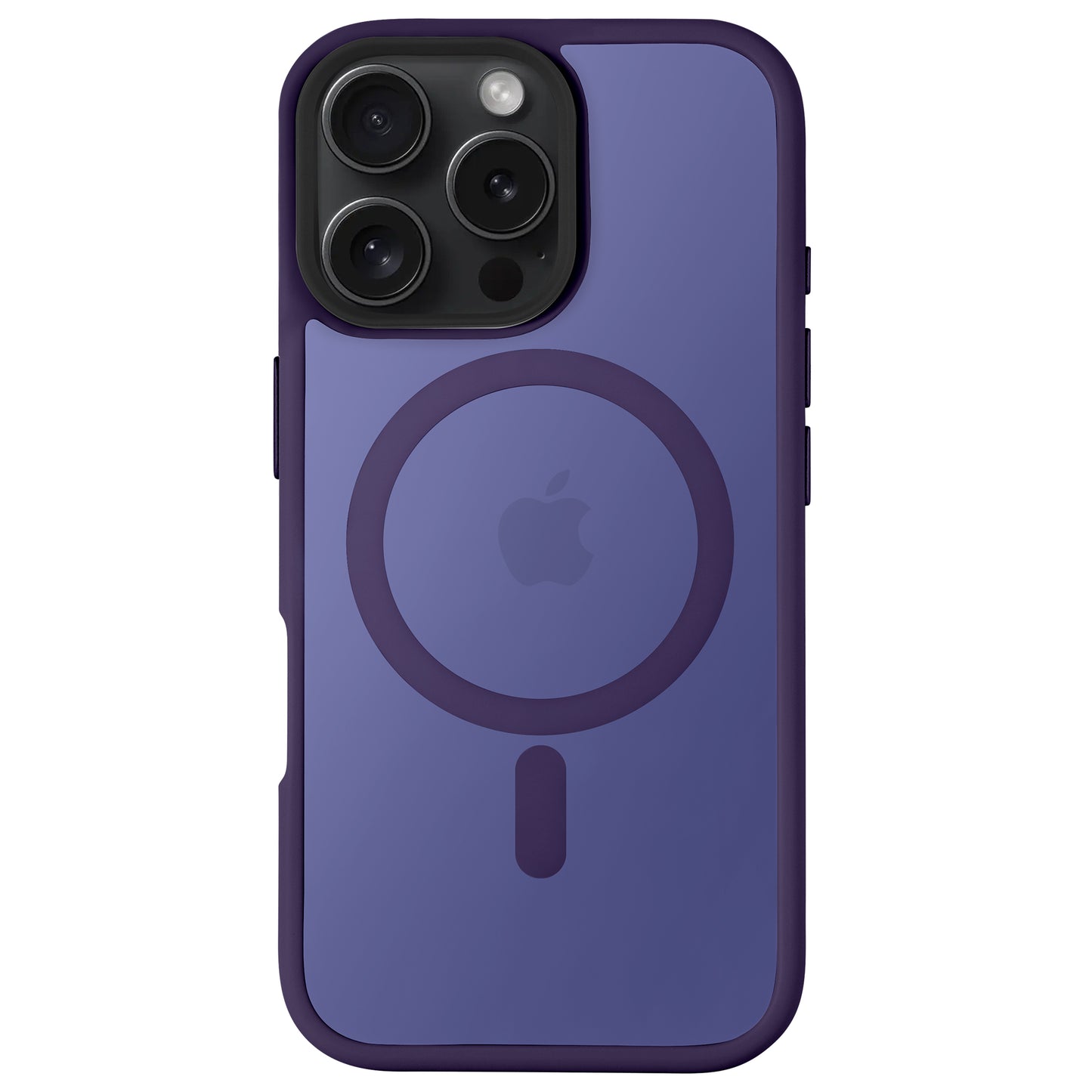 Das Arktis arktis iPhone 16 Pro Max Solid Case ist eine violette, MagSafe-kompatible TPU-Silikon-Hülle mit Stoßdämpfung, minimalistischem Matt-Finish, Apple-Logo und kreisförmigem MagSafe-Design.
