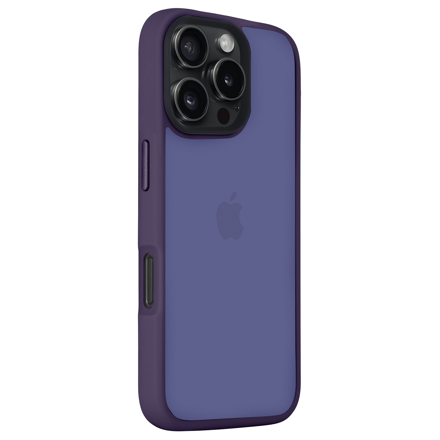 Das Arktis arktis iPhone Air Solid Case in Lila mit matter, stoßdämpfender Oberfläche wird auf einem iPhone 17 mit drei rückwärtigen Kameras gezeigt, von der Rückseite aus leicht schräg betrachtet.