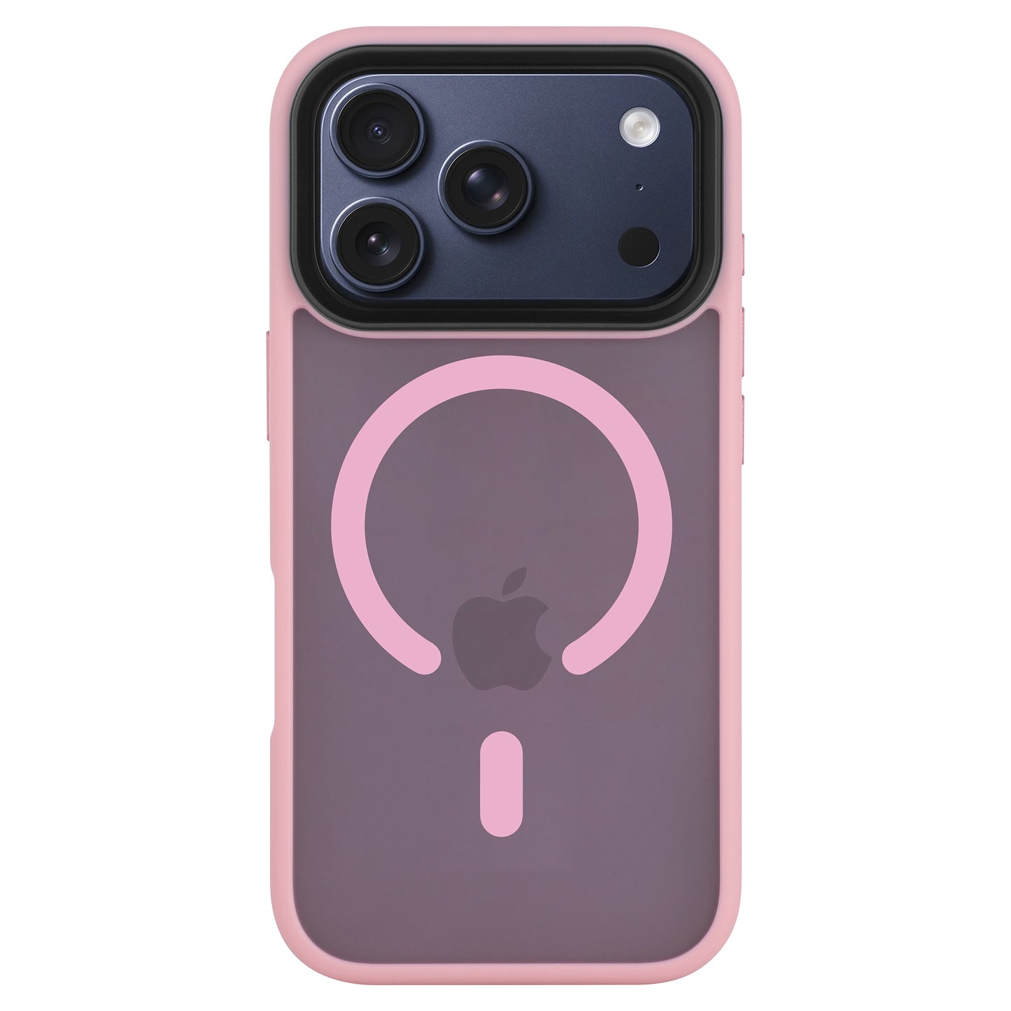 Die Arktis iPhone 17 Pro Max Solid Case mit MagSafe bietet ein mattes Pink-Grau-Finish, zeigt Apple Logo und MagSafe-Symbol und ist voll kompatibel für kabelloses Laden.