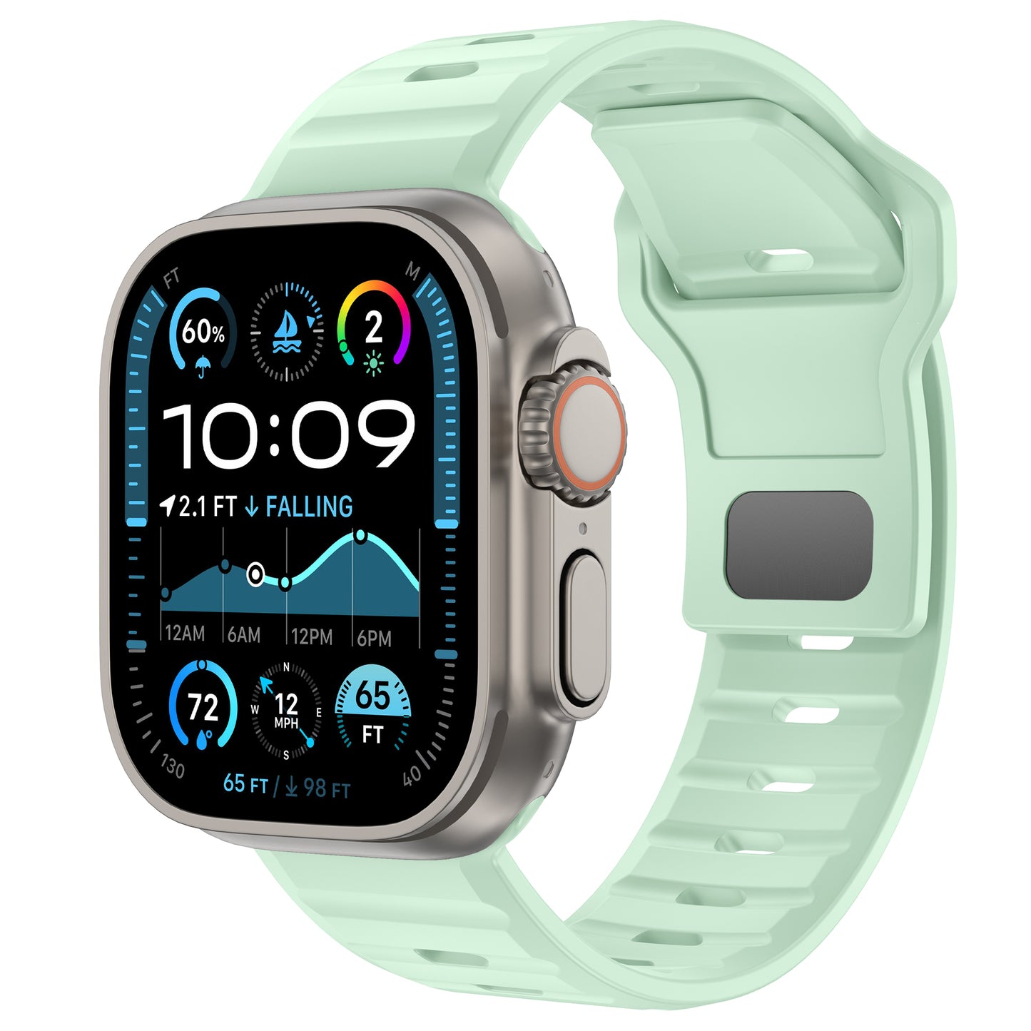 Das arktisband Apple Watch Silikonarmband „Active“ von arktisband verleiht Ihrer Smartwatch mit quadratischem Display einen sportlichen mintgrünen Look, perfekt zum Verfolgen von Gesundheits- und Aktivitätsdaten – ideal für jeden Apple Watch-Fan.