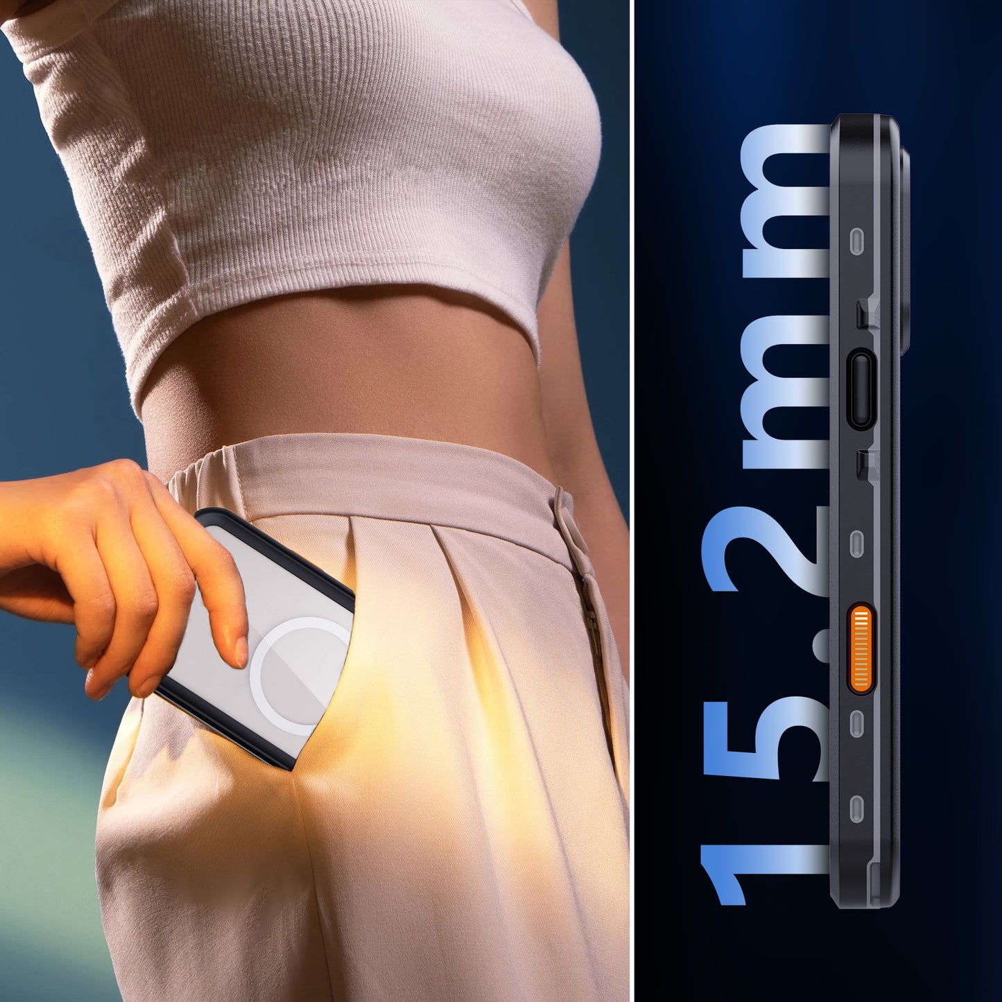 Ein schlankes Arktis iPhone 16 Pro Max Wasserdichtes Actioncase, nur 15,2 mm dick, passt problemlos in eine Tasche – stoßfest und wasserdicht mit IP68-Schutzstandard.