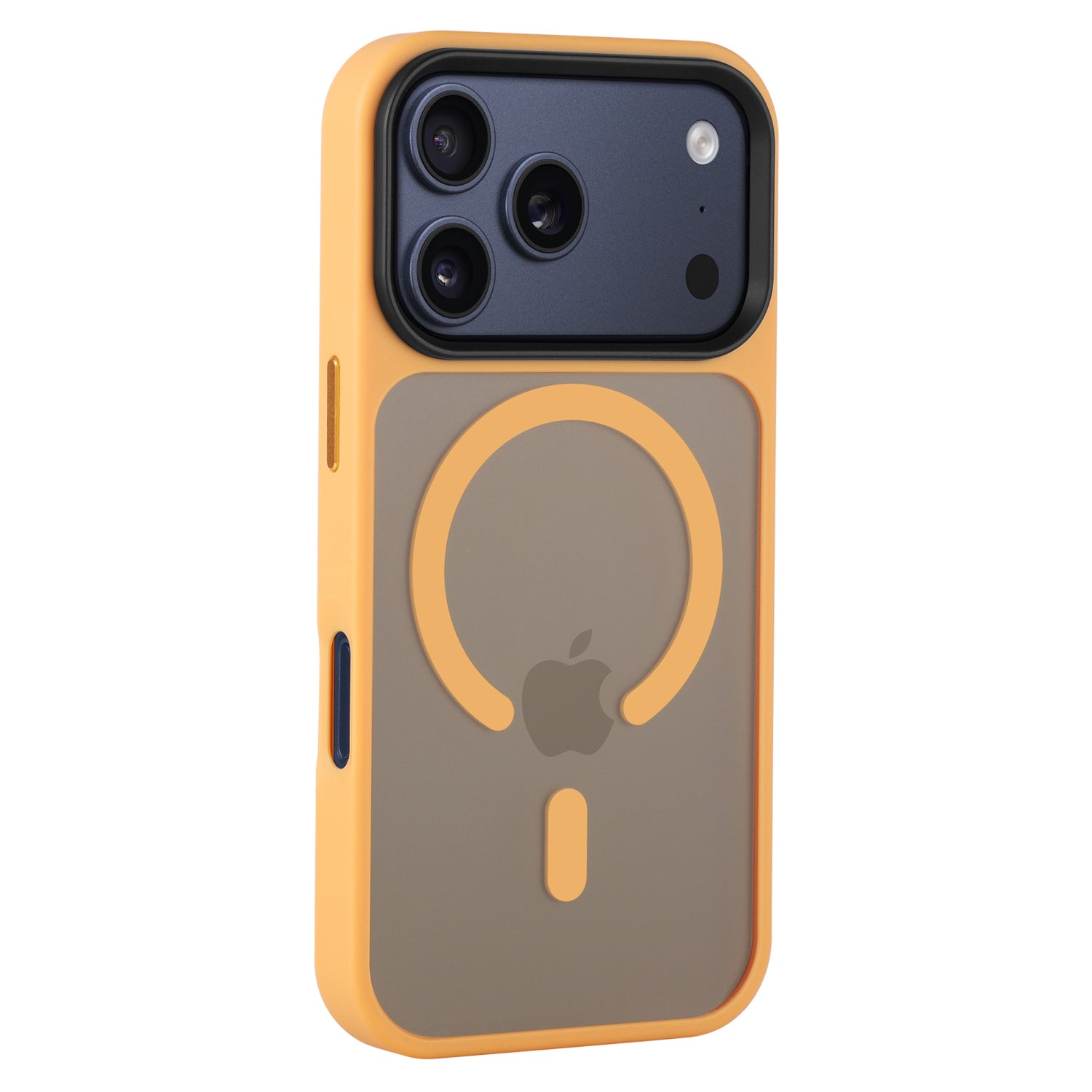 Das Arktis iPhone 17 Pro Solid Case mit MagSafe ist ein gelbes, mattes Gehäuse mit einem runden MagSafe-kompatiblen Design und einem Apple-Logo auf der Rückseite.