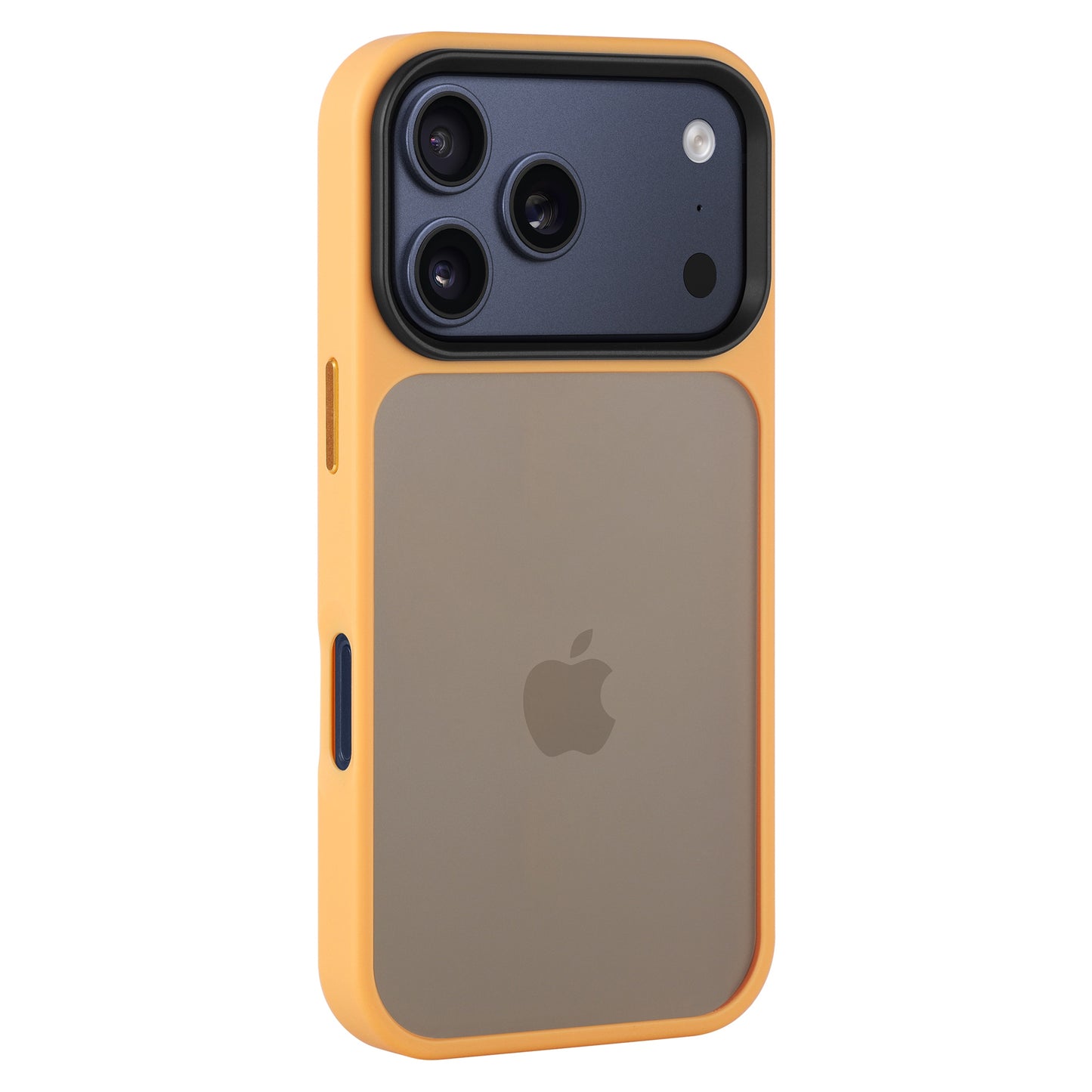 Das Arktis iPhone 17 Pro Solid Case ist eine gelbe, matte Schutzhülle mit durchsichtiger Rückseite, die das Apple-Logo und die dreifachen Kameraausschnitte zeigt - entworfen von Arktis für Ihr iPhone 17 Pro.