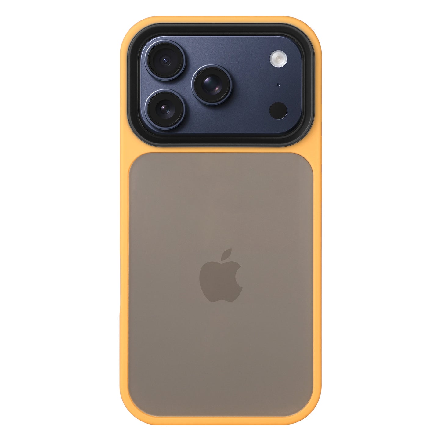 Das Arktis iPhone 17 Pro Solid Case in Gelb, abgebildet von der Rückseite auf weißem Hintergrund, bietet dreifache Kameraausschnitte und ein mattes Finish - perfekt für eleganten Schutz und Stil für Ihr iPhone 17 Pro von Arktis.