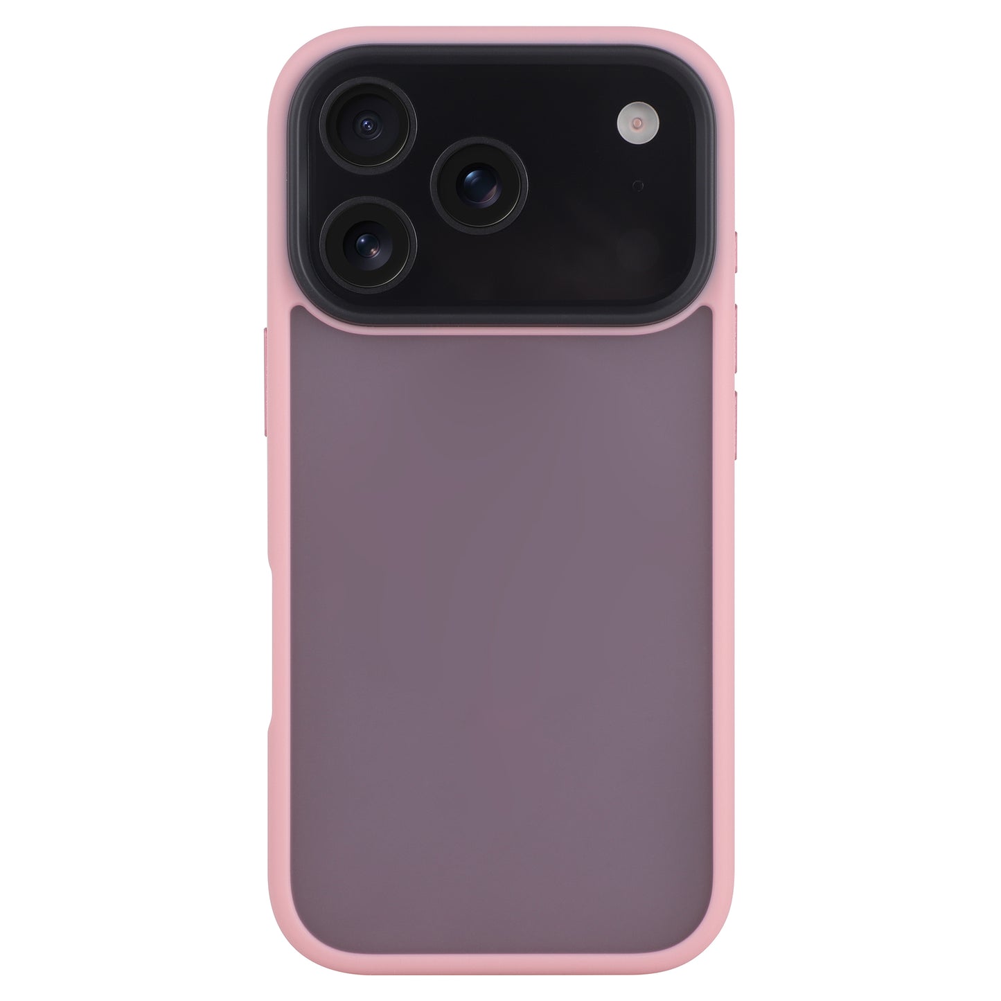 Das Arktis iPhone 17 Pro Max Solid Case von Arktis zeigt ein Smartphone mit drei rückwärtigen Kameras, von der Rückseite aus gesehen, in einem matten rosa und lila Finish, hergestellt aus stoßabsorbierendem TPU-Silikon.