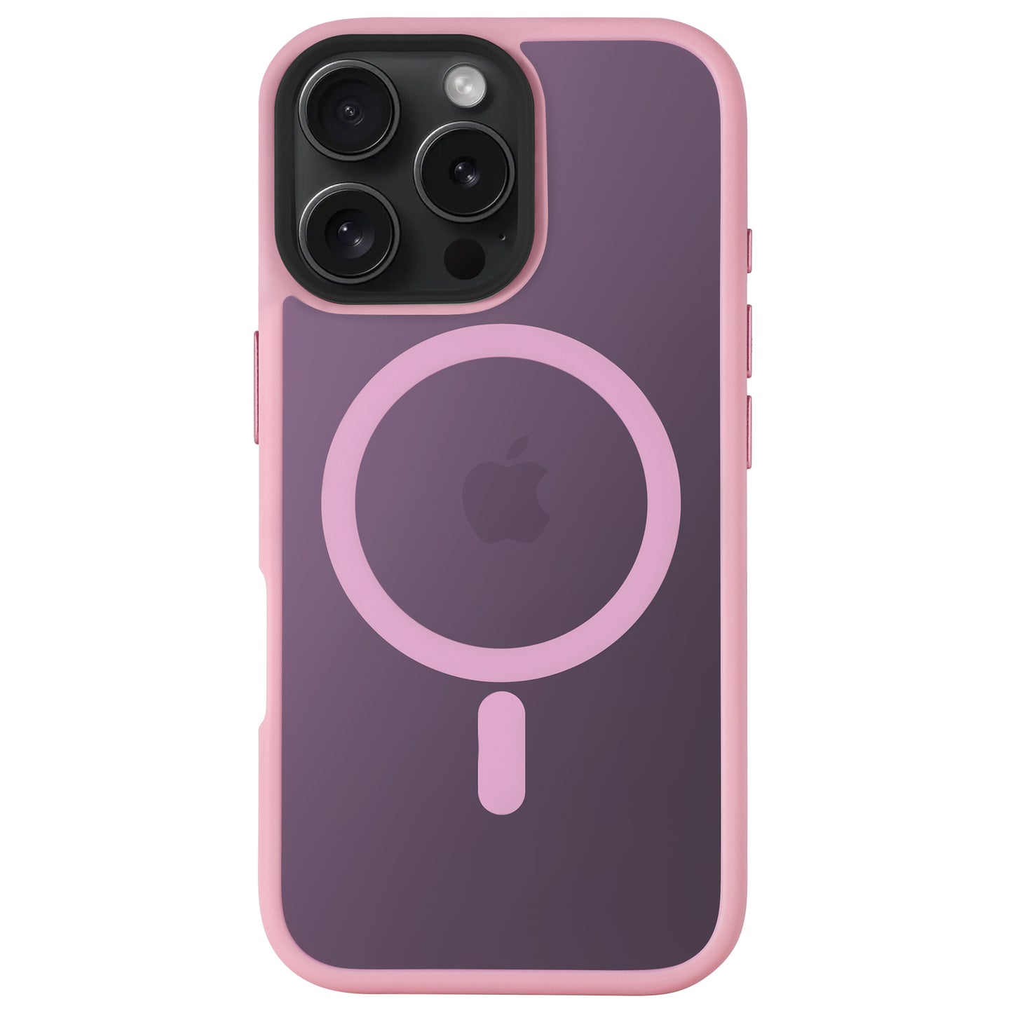 Das Arktis iPhone 16 Pro Max Solid Case von Arktis ist eine rosafarbene, minimalistische, matte MagSafe-Hülle mit kreisförmigem Design aus stoßdämpfendem TPU-Silikon für verbesserten Schutz Ihres lilafarbenen iPhones.
