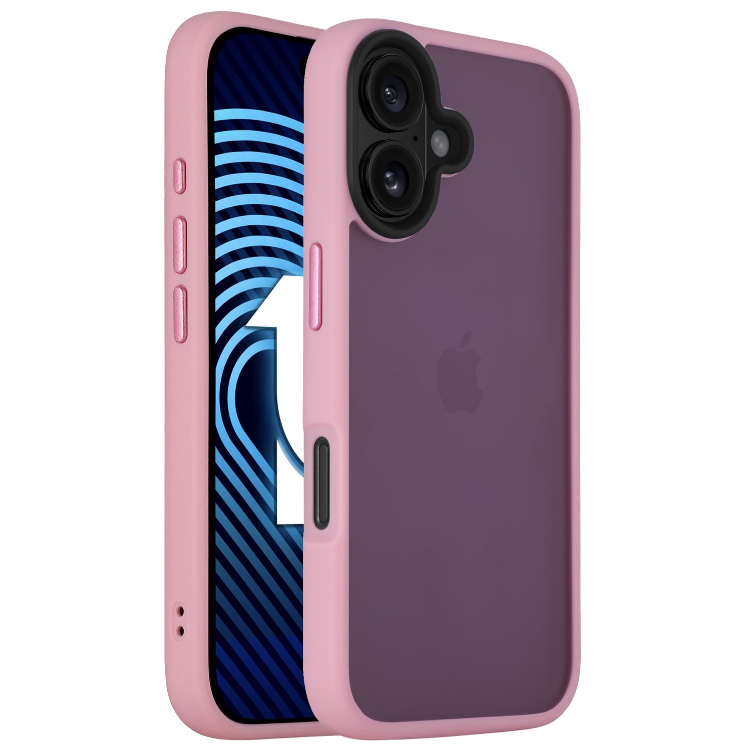 Das Arktis iPhone 16 Plus Solid Case von Arktis in Lila und Pink ist eine stoßdämpfende TPU-Silikonhülle mit minimalistischem Matt-Look, die sowohl das Display als auch die Rückseite sowie das Apple-Logo zeigt.