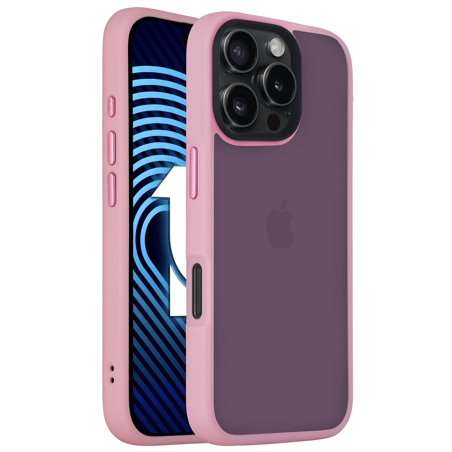 Das Arktis iPhone Air Solid Case in Pink und Lila bietet stilvollen, stoßabsorbierenden Schutz für Ihr iPhone 17 Air, hier auf einem Smartphone mit blau-weiß gemustertem Bildschirm.