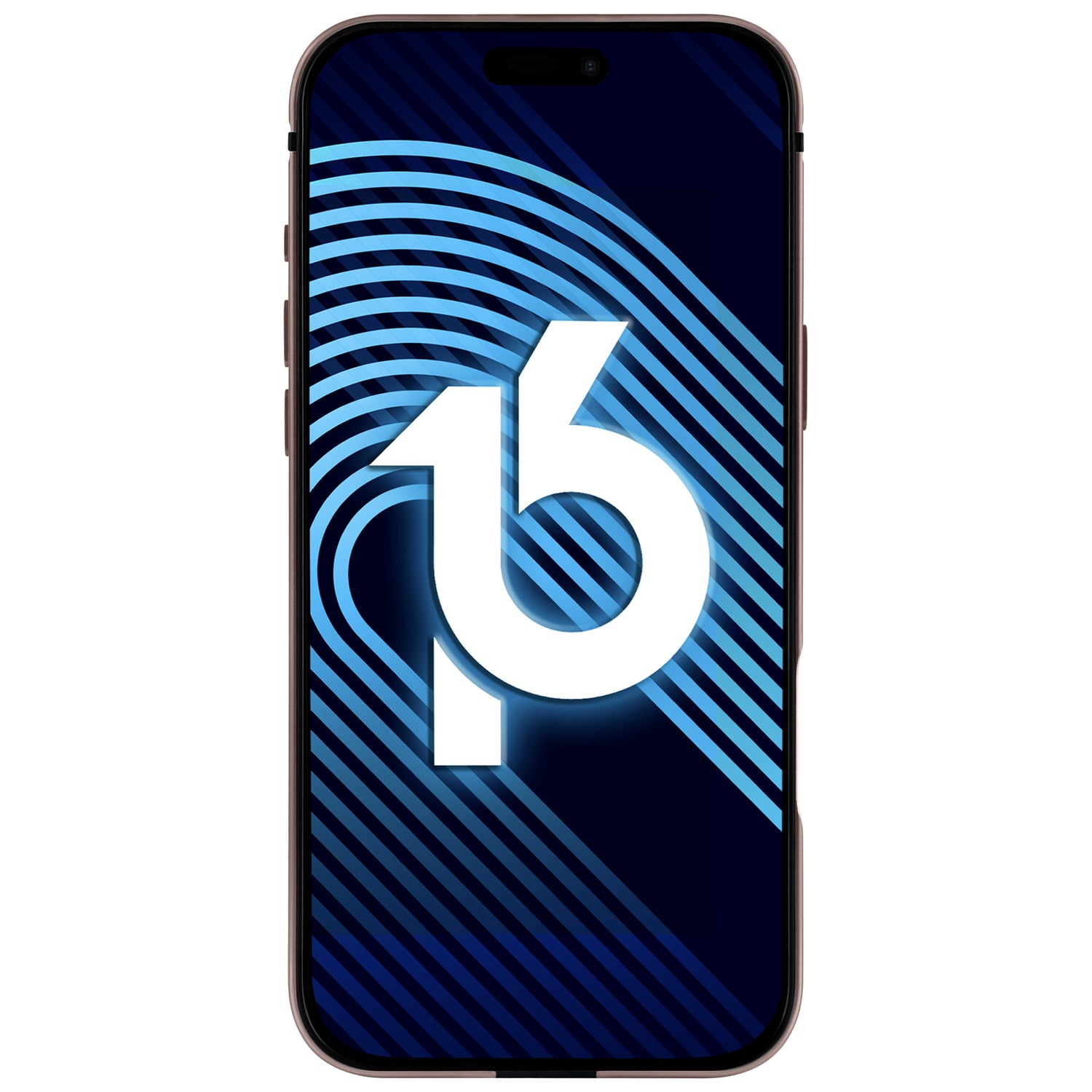 Das arktis iPhone 16 Pro Case Avantgarde von arktis verfügt über einen robusten Aluminiumrahmen und zeigt eine stilisierte Zahl 16 mit blauen geschwungenen Linien auf dunklem Hintergrund für einen eleganten, modernen Look.