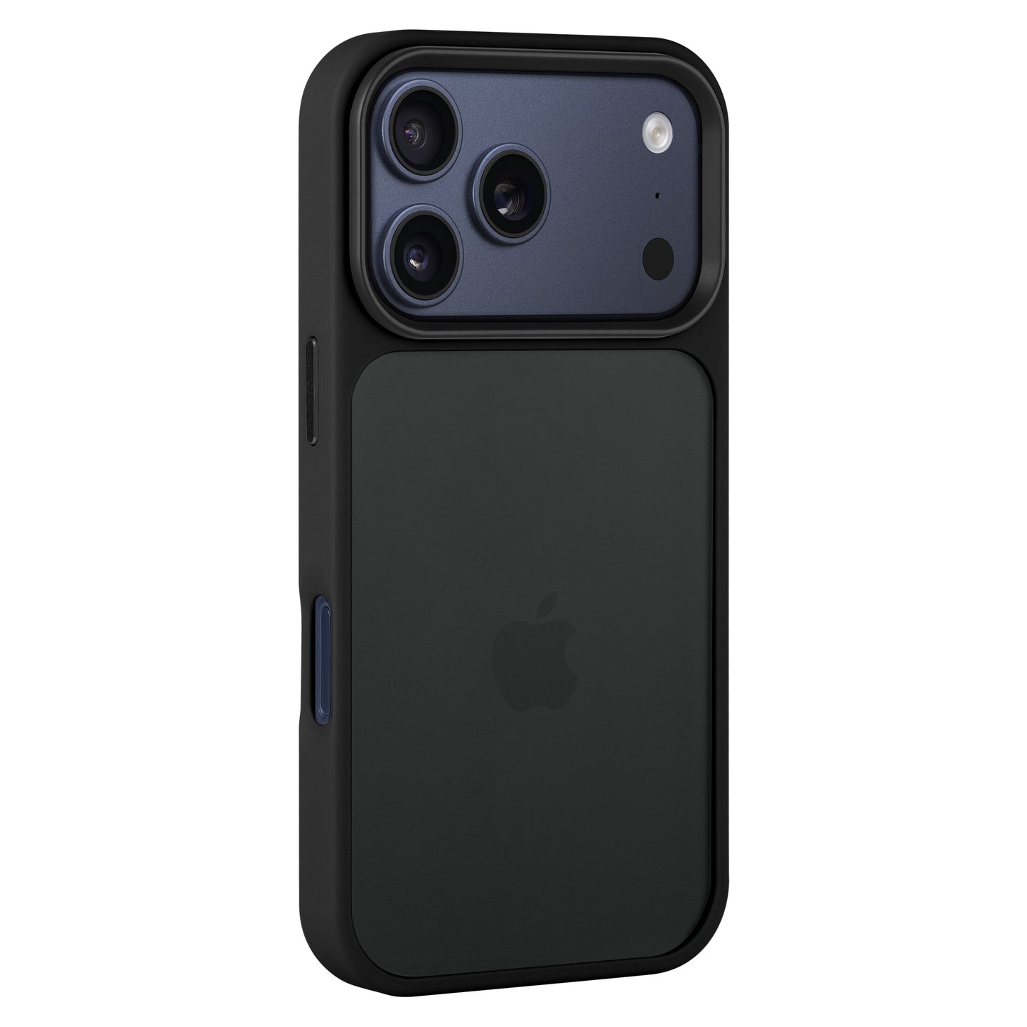 Das Arktis iPhone 17 Pro Solid Case von Arktis verfügt über eine matte Oberfläche und einen großen Kameraausschnitt, hier auf einem blauen iPhone. Diese Hülle kombiniert stilvolles Design mit zuverlässigem Schutz für Ihr Gerät.