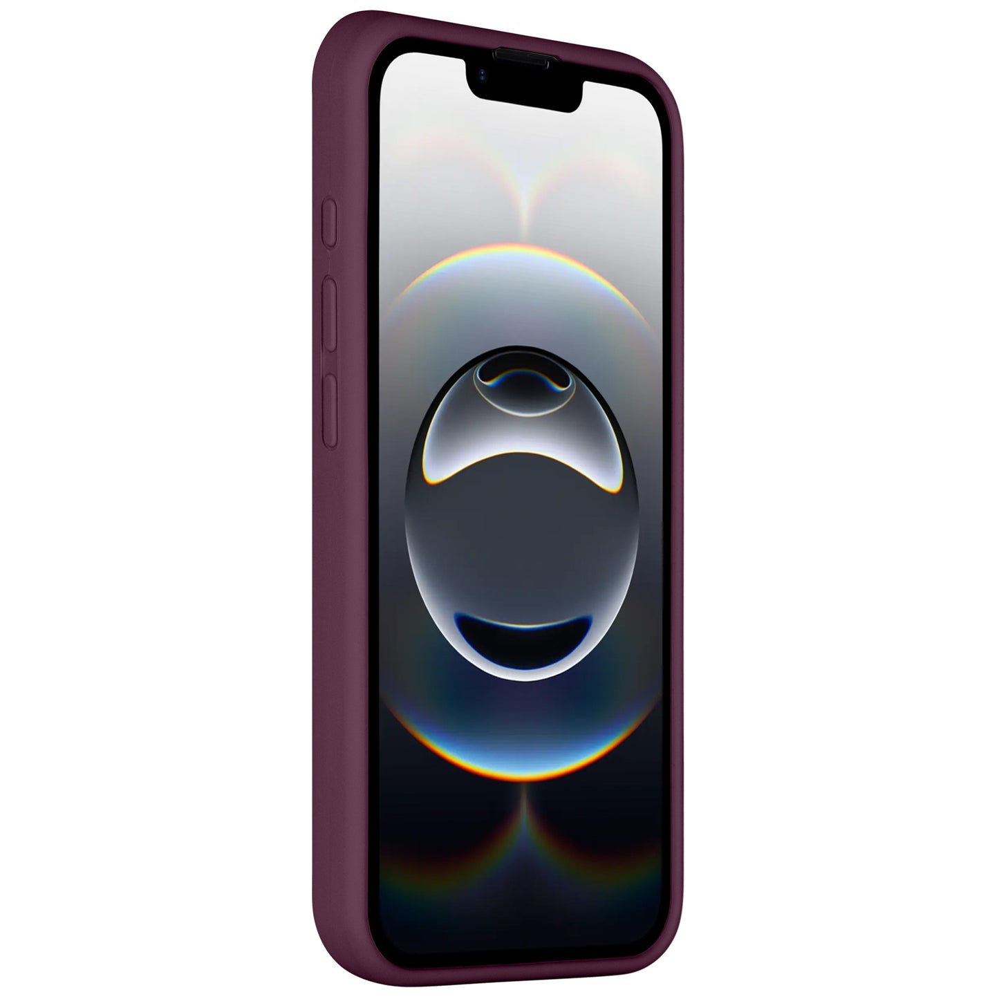Die Arktis iPhone 16e Silikonhülle in Dunkelviolett passt perfekt zu Ihrem Smartphone, verleiht ihm ein schlankes Aussehen und unterstützt kabelloses Laden – ideal, um abstrakte digitale Anzeigen mit reflektierenden Kugeln und konzentrischen Kreisen in Szene zu setzen.