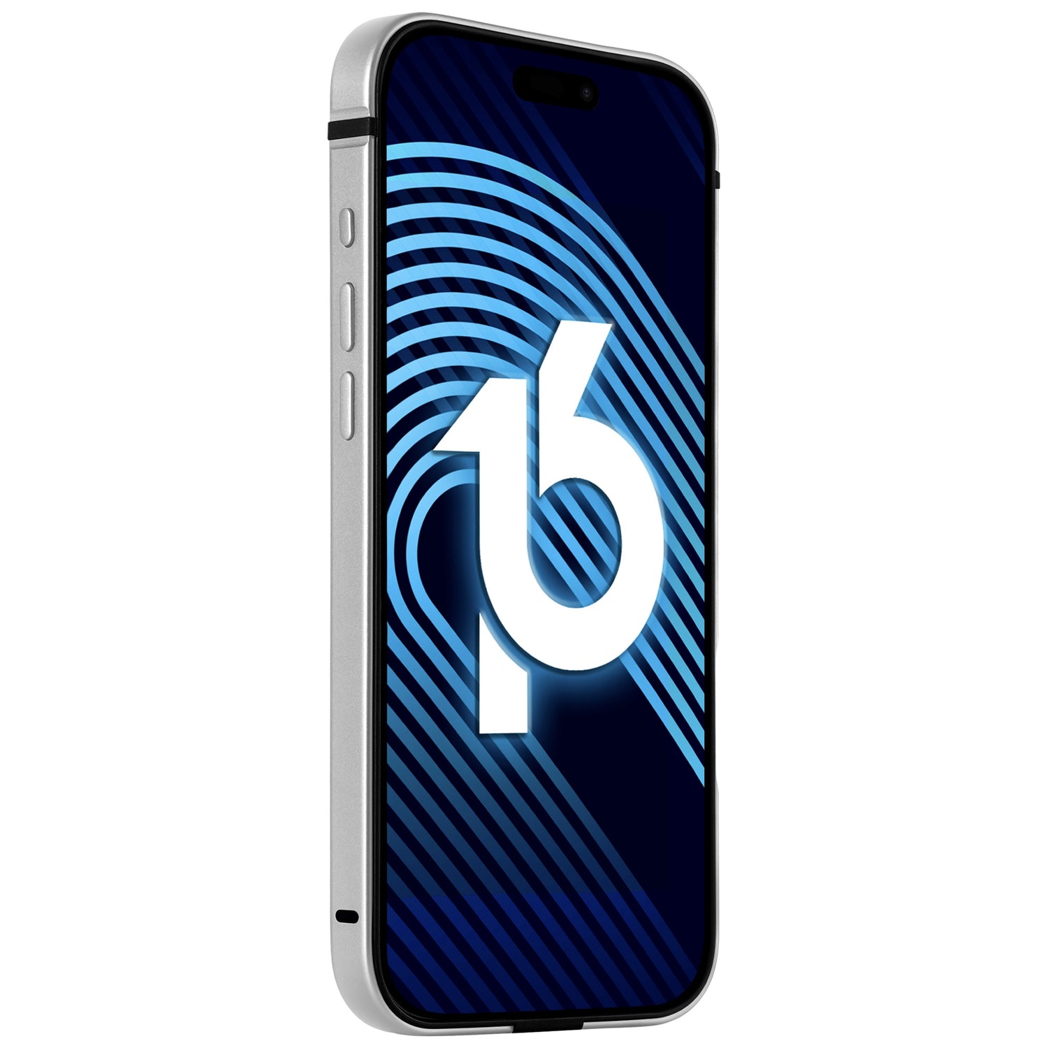 Das arktis iPhone 16 Pro Case Avantgarde von arktis verfügt über eine glatte, fingerabdruckabweisende Rückplatte und passt genau in den silbernen Aluminiumrahmen, wodurch das kräftige blaue Display Ihres Geräts mit Stil und Schutz hervorgehoben wird.