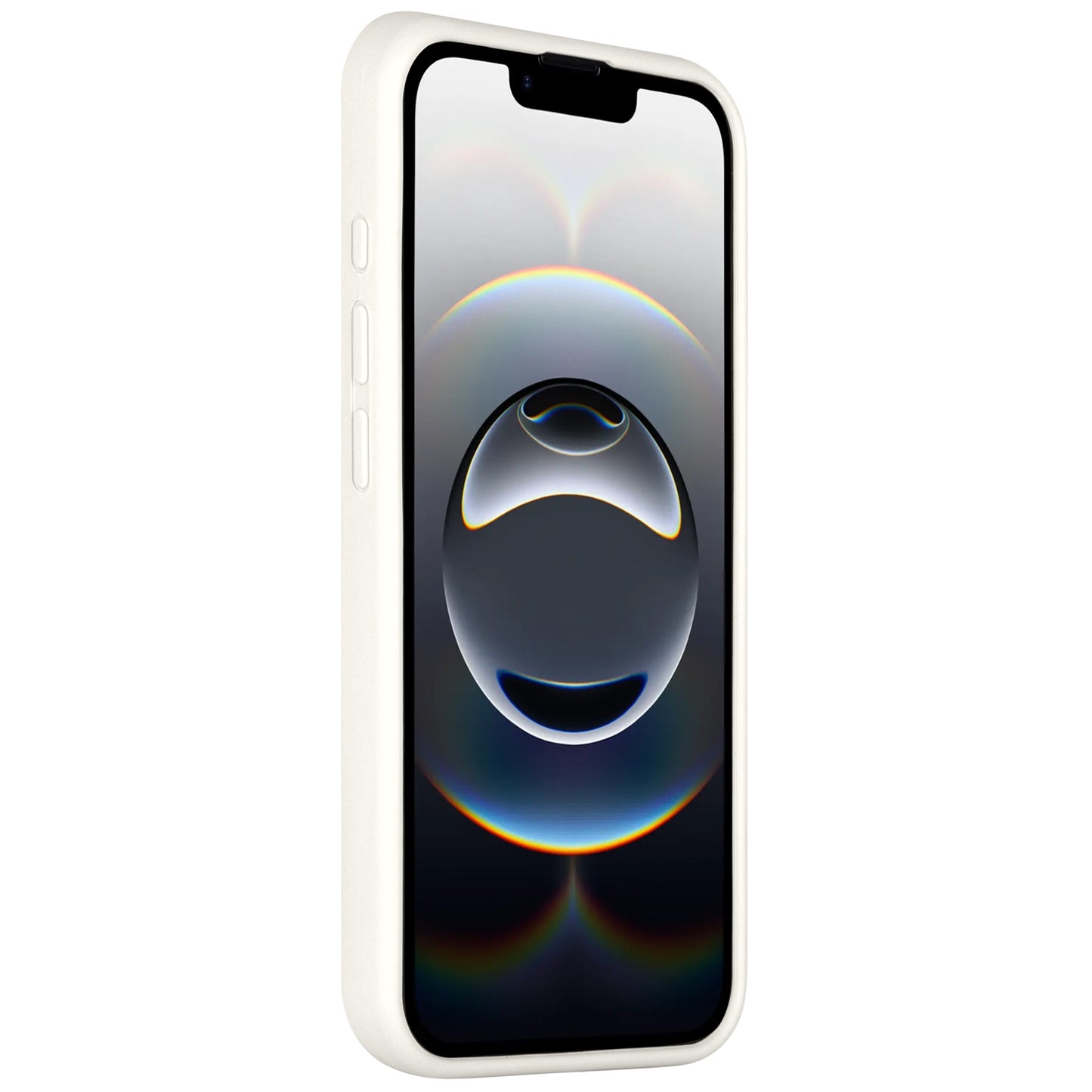 Die Arktis iPhone 16e Silikonhülle ist eine weiße, schlanke Hülle mit Mikrofaser-Innenfutter und passt perfekt zu Ihrem Gerät. Das Display des Telefons zeigt ein dunkles, abstraktes Blasendesign.