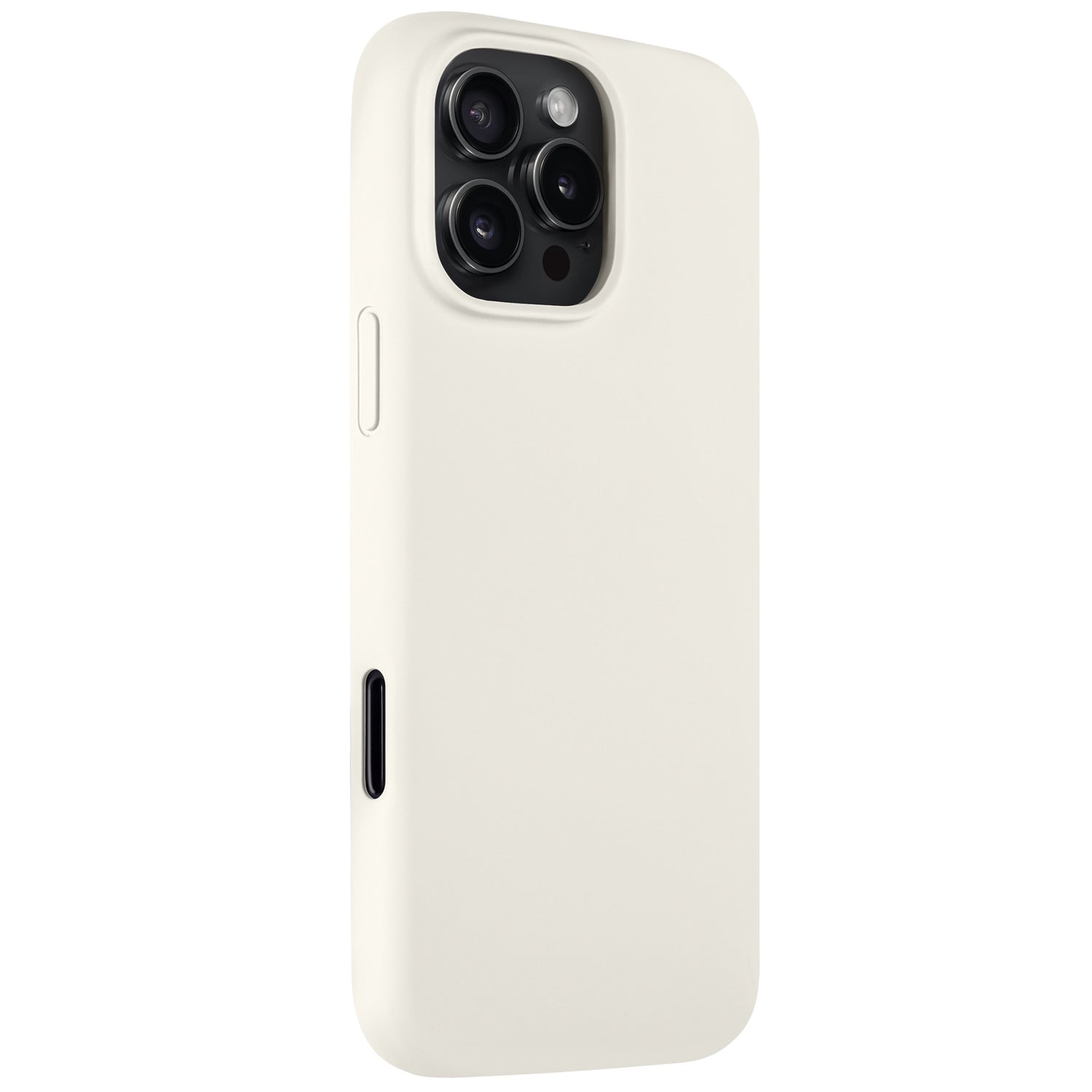 Das arktis iPhone 16 Pro Max Silikon Case von Arktis schützt das iPhone 16 Pro Max mit drei Rückkameras, ist schlank, zeigt sich aus rückwärtiger Perspektive und unterstützt kabelloses Laden.