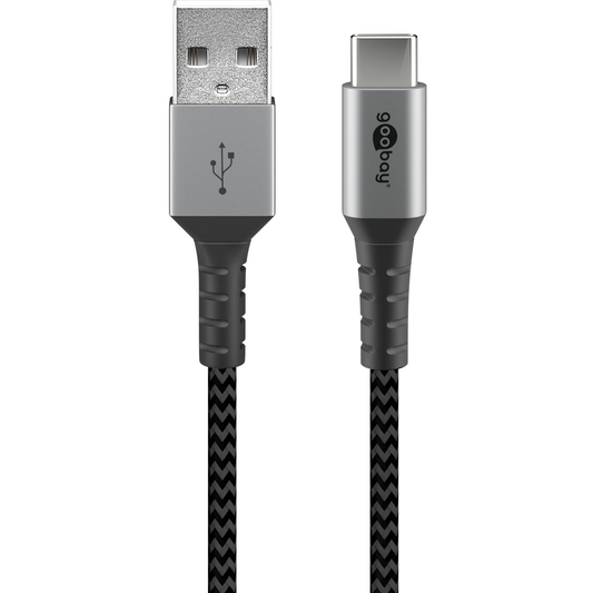 USB-C auf USB-A Kabel Textilkabel mit Metallsteckern