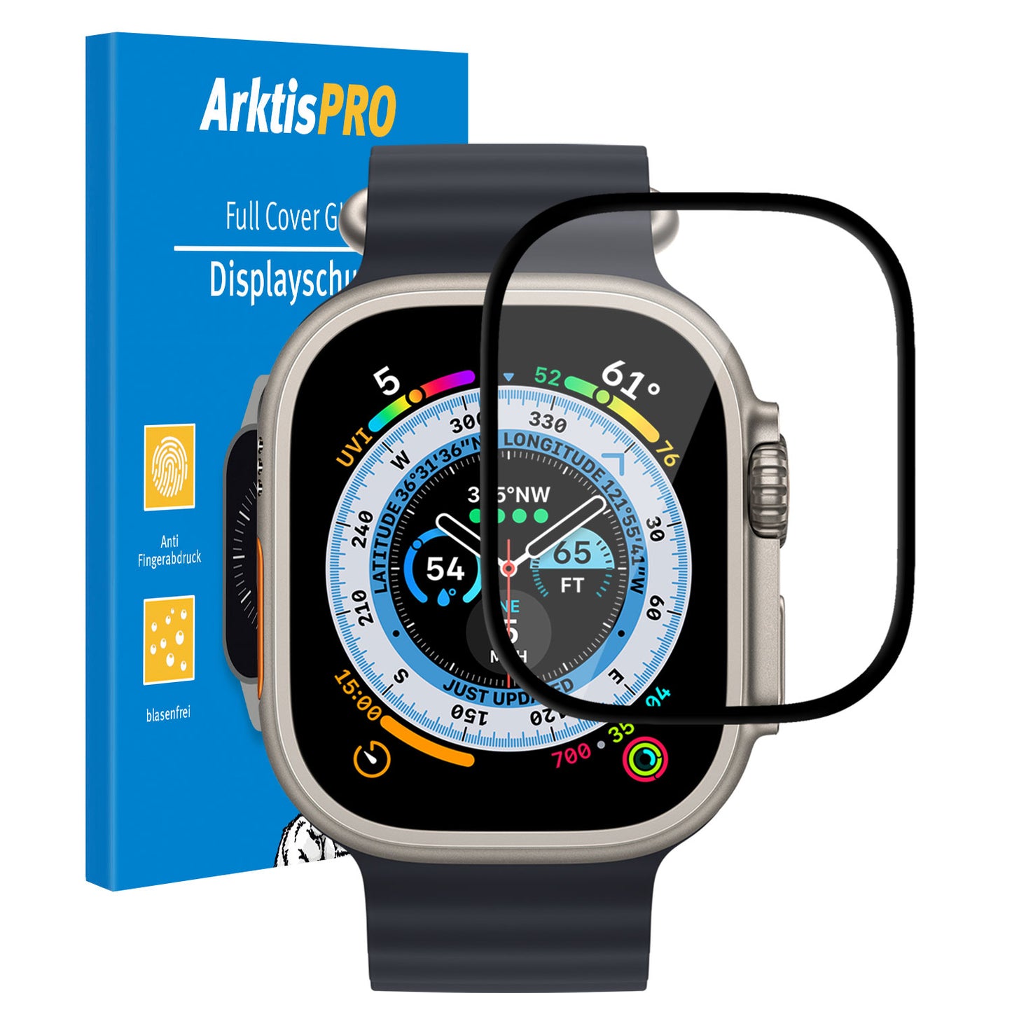 ArktisPRO Apple Watch Ultra 49 mm FULL COVER Displayschutz GLAS