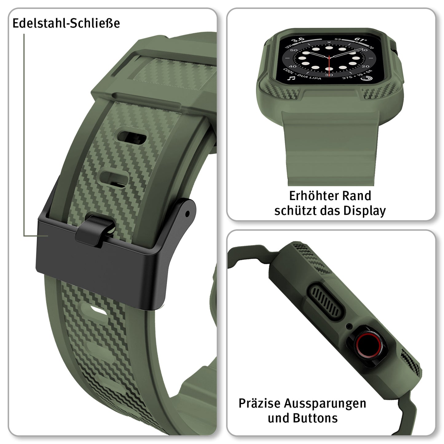 RUGGED CARBON Apple Watch Silikon Armband