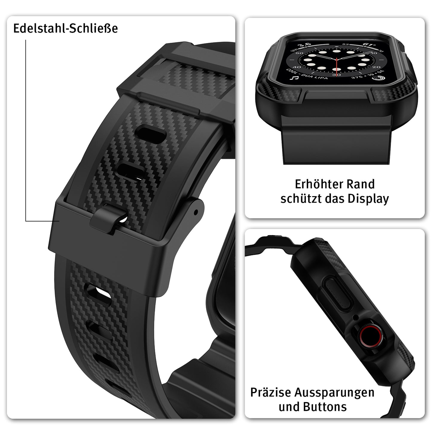 RUGGED CARBON Apple Watch Silikon Armband