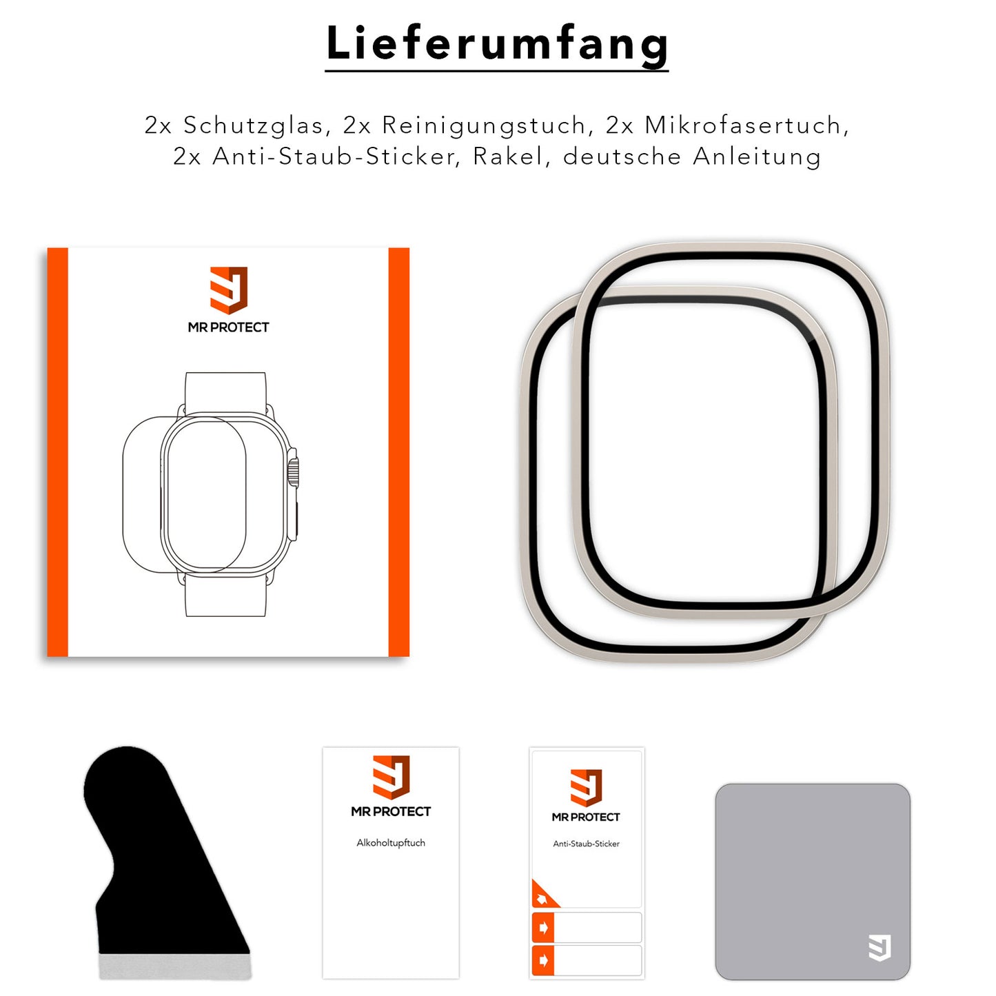 MR PROTECT Apple Watch Ultra 49 mm ADVENTURE Displayschutz Glas - 2er Set