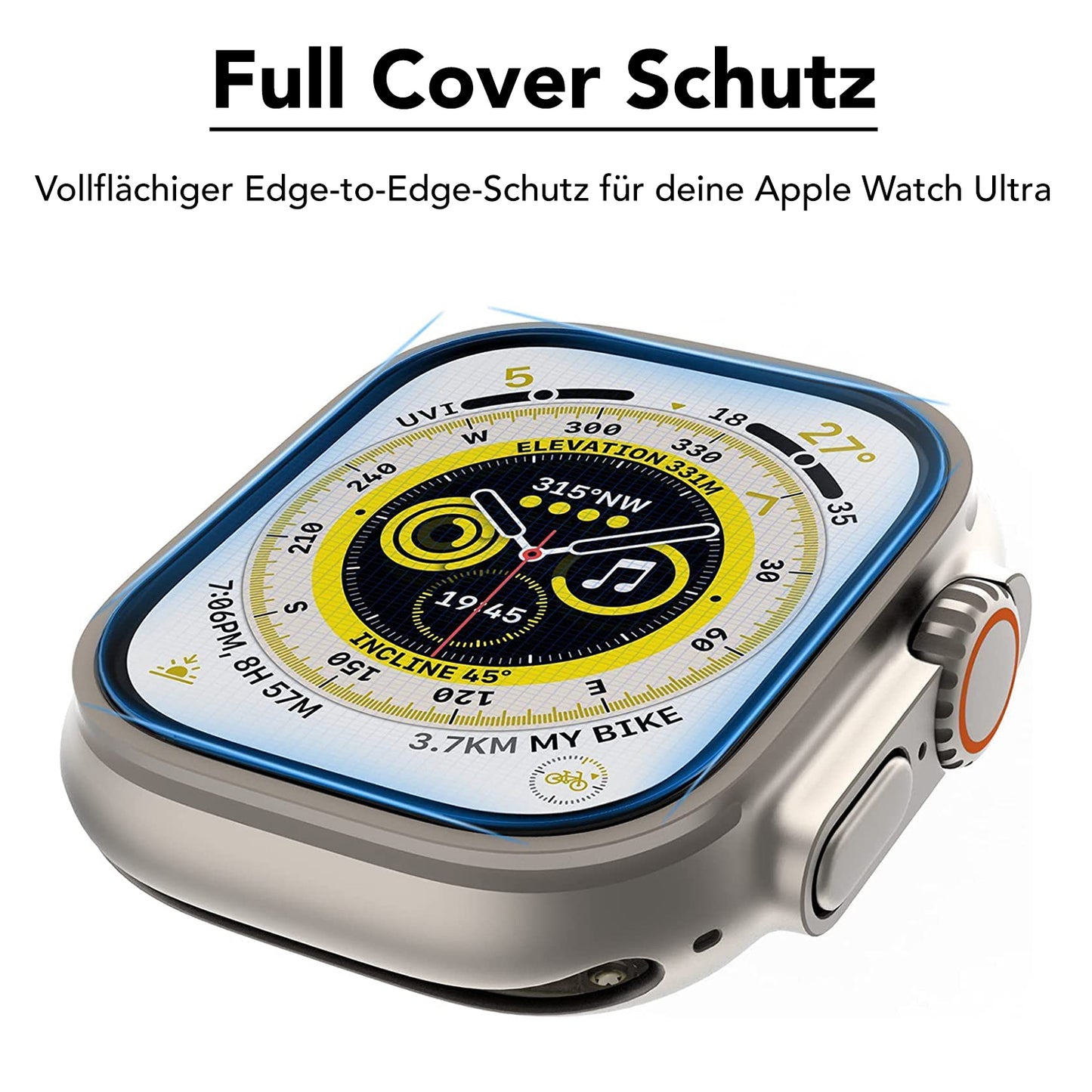 arktis Apple Watch Ultra 49 mm FULL COVER Displayschutz GLAS - 3er Set