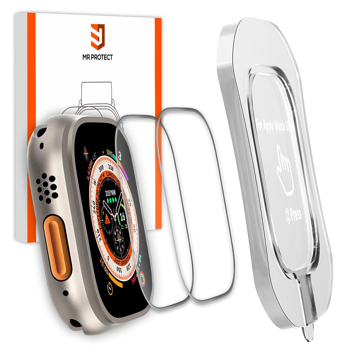 MR PROTECT Apple Watch Ultra 49 mm CRYSTAL CLEAR Displayschutz GLAS - 2er Set
