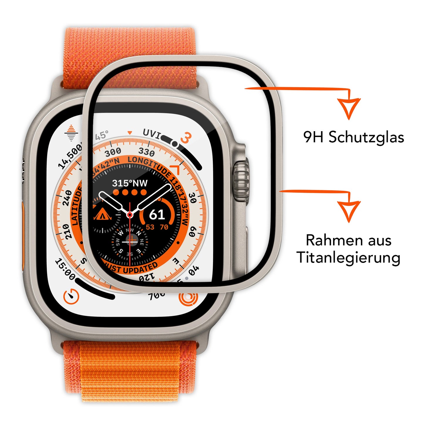 ADVENTURE Displayschutz Glas für Apple Watch Ultra 49 mm - 2er Set